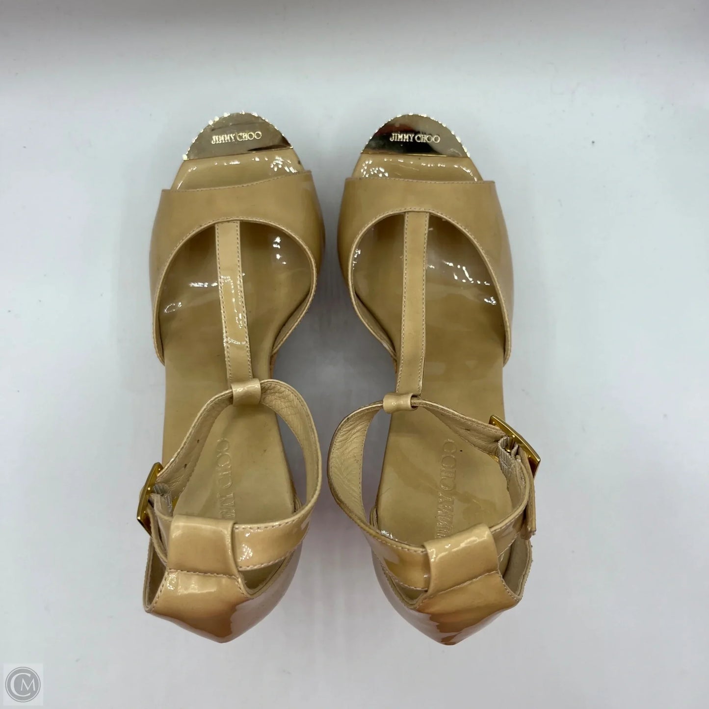 Sandals Luxury Designer By Jimmy Choo In Tan, Size: 9.5