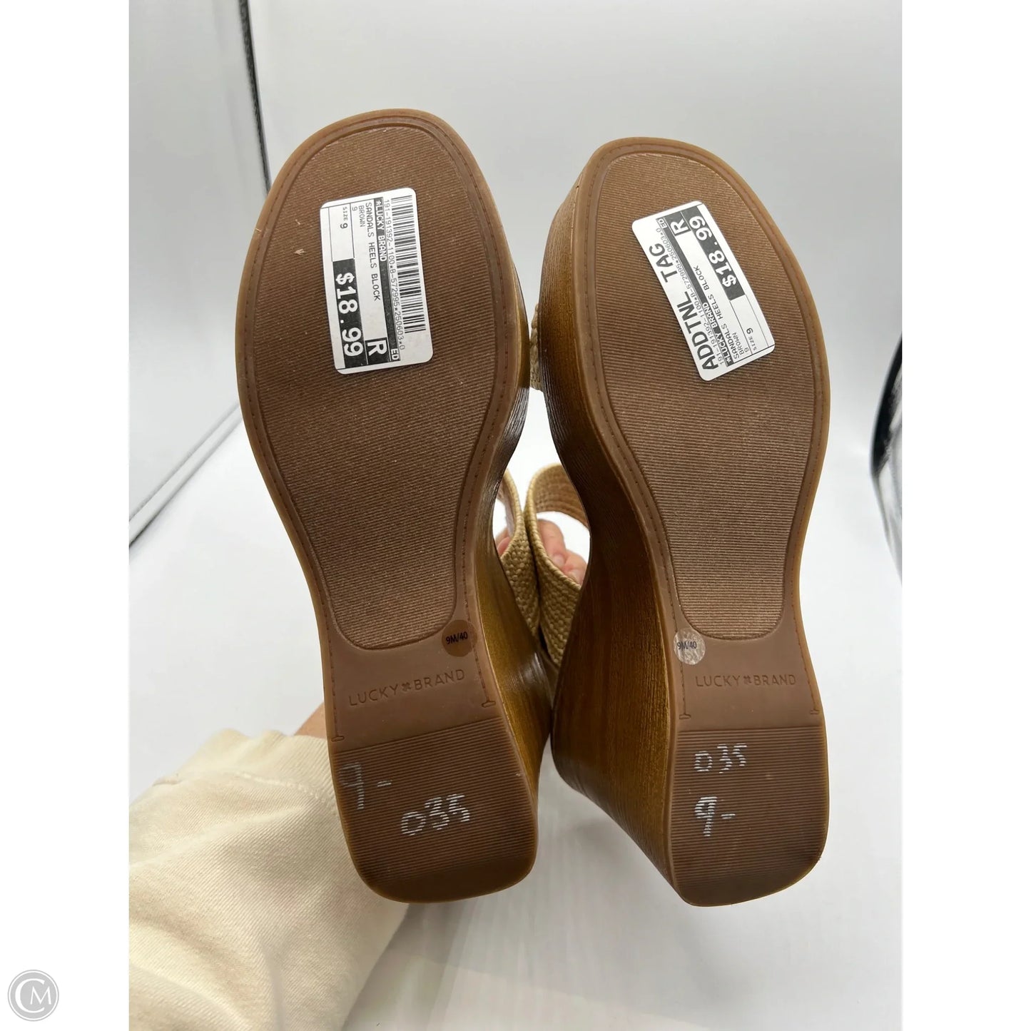 Sandals Heels Block By Lucky Brand In Brown, Size: 9