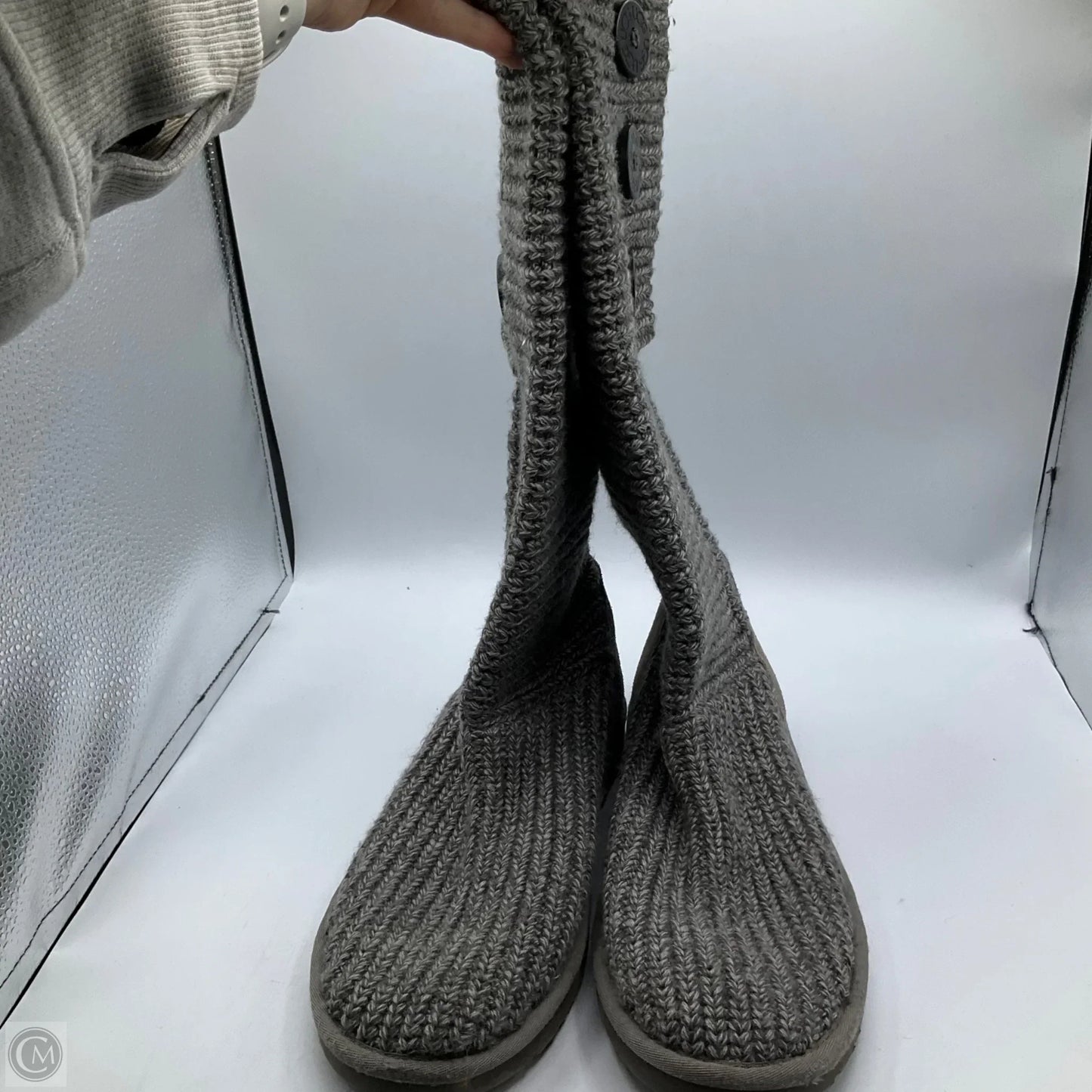 Boots Designer By Ugg In Grey, Size: 9