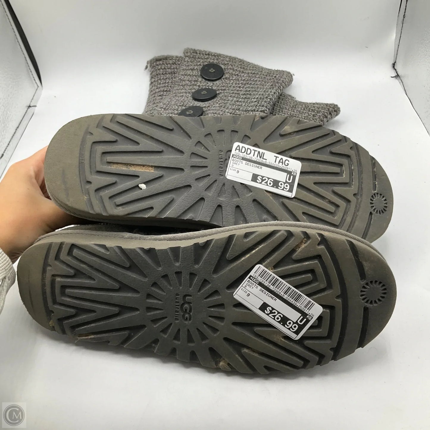 Boots Designer By Ugg In Grey, Size: 9