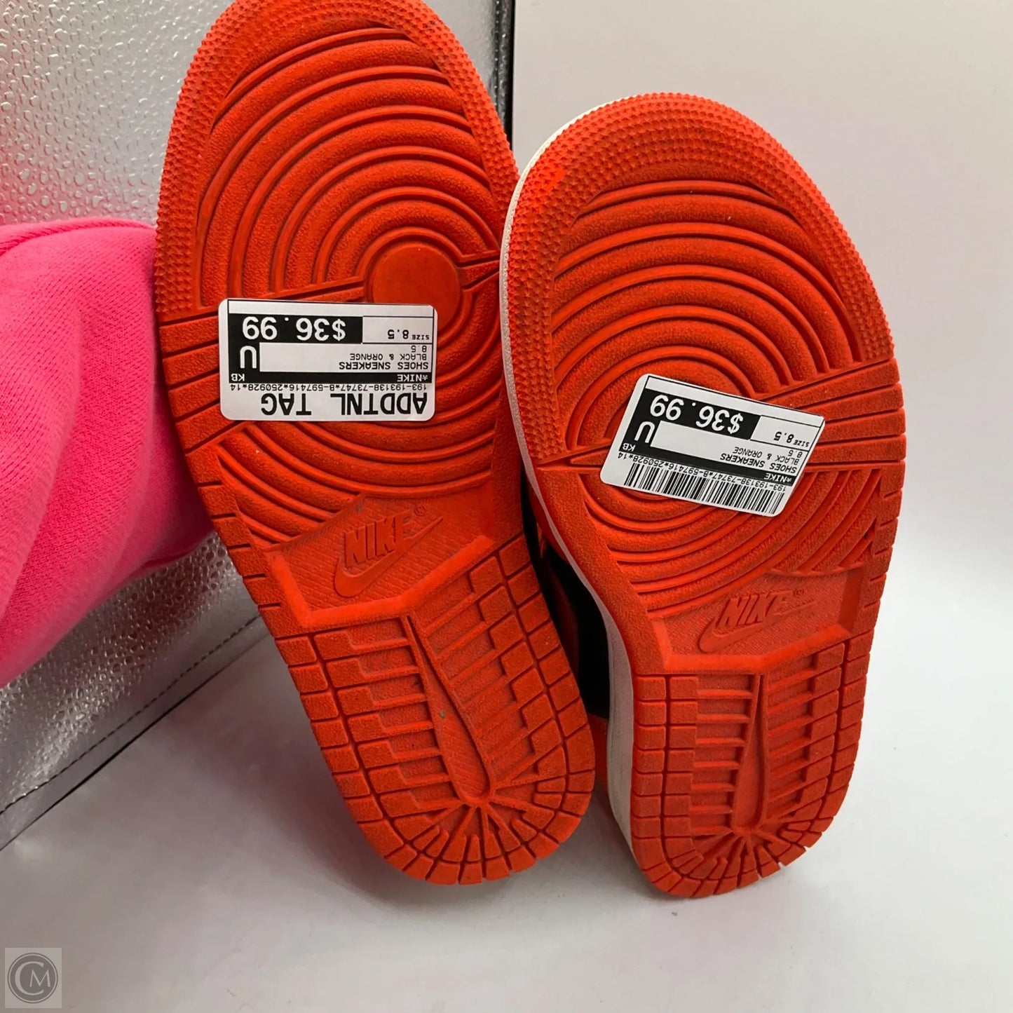 Shoes Sneakers By Nike In Black & Orange, Size: 8.5