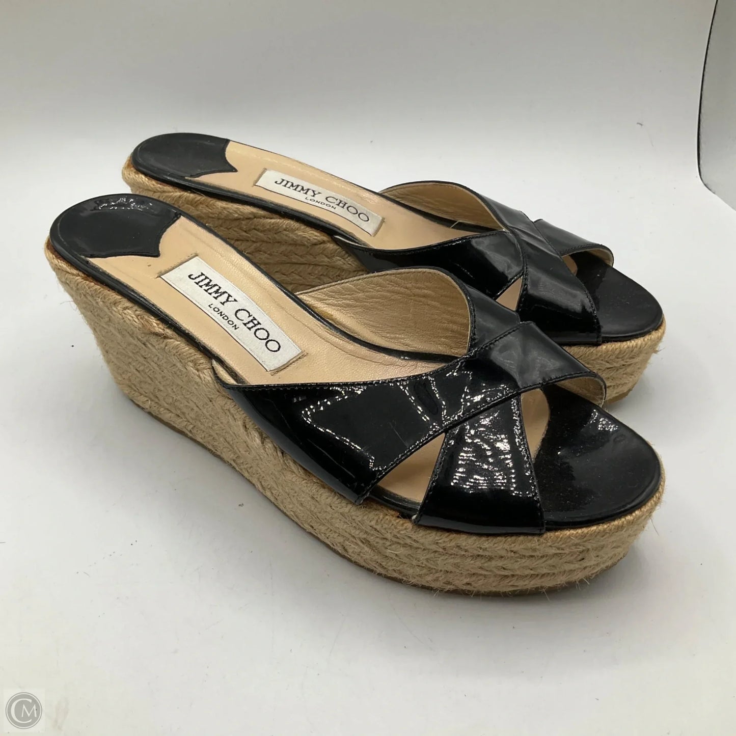 Sandals Luxury Designer By Jimmy Choo In Black, Size: 7.5