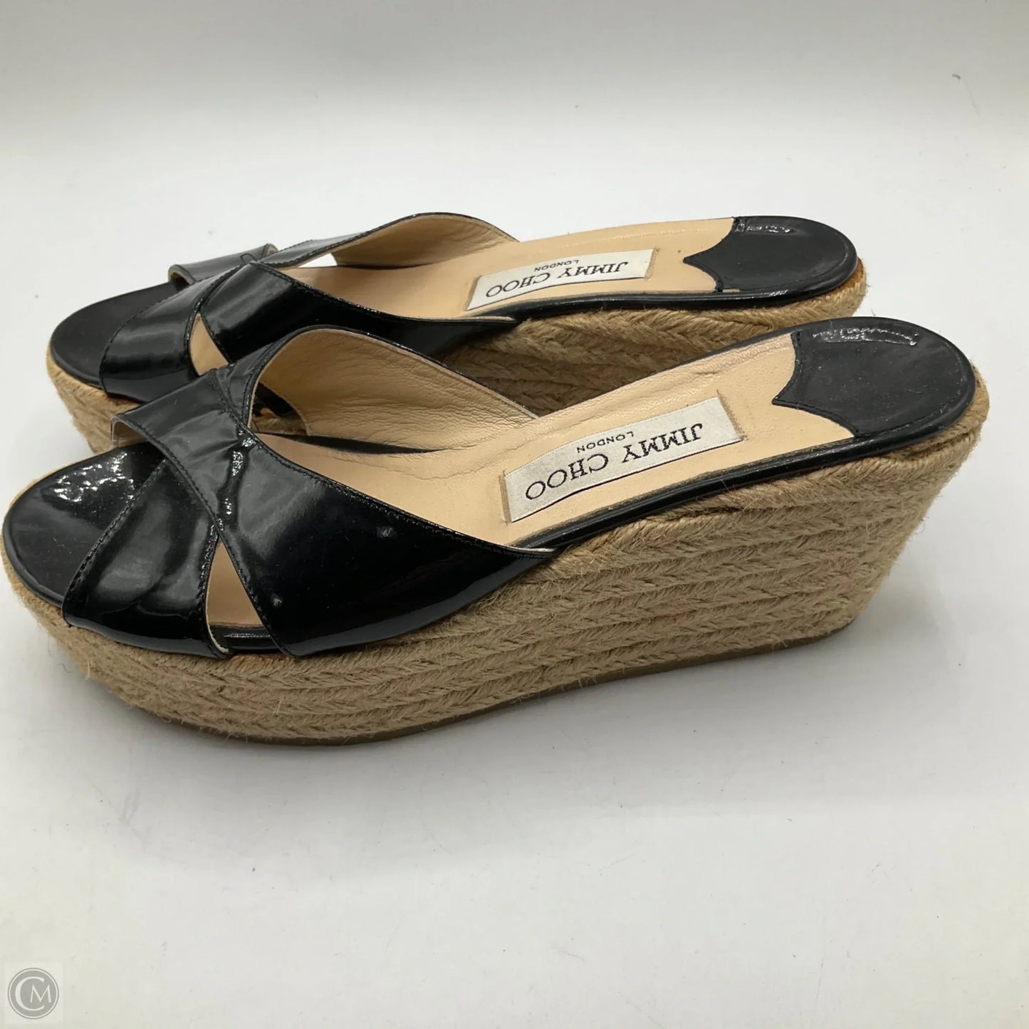 Sandals Luxury Designer By Jimmy Choo In Black, Size: 7.5