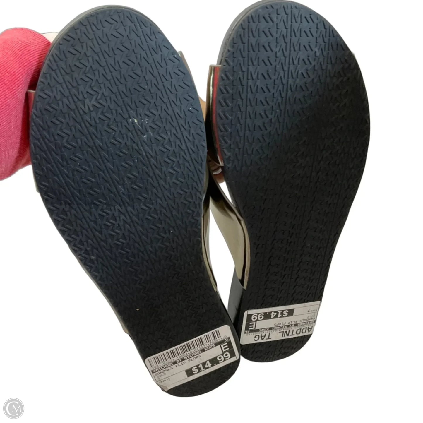 Sandals Flip Flops By Michael By Michael Kors In Gold, Size: 7