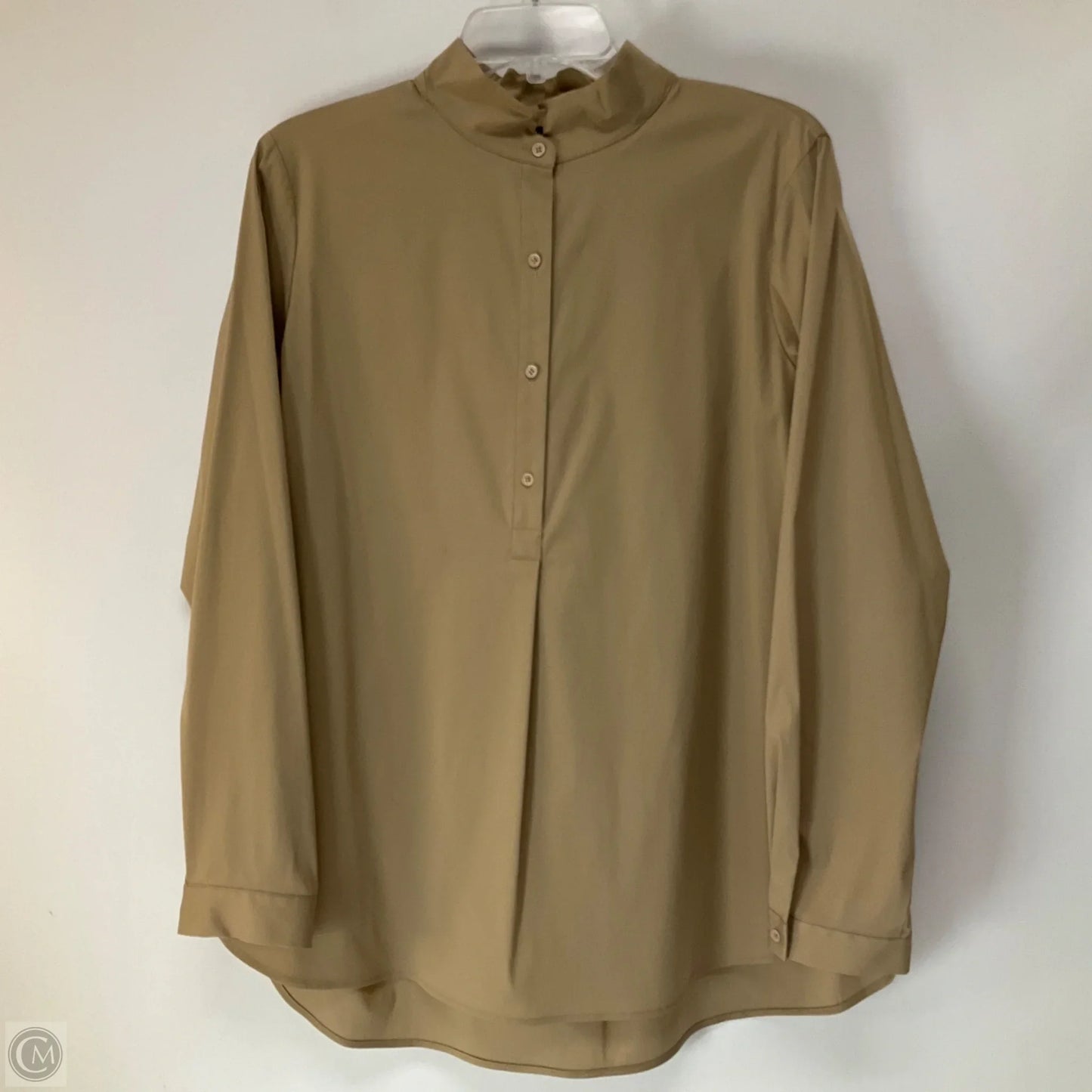 Top Long Sleeve Designer By Lafayette 148 In Tan, Size: L