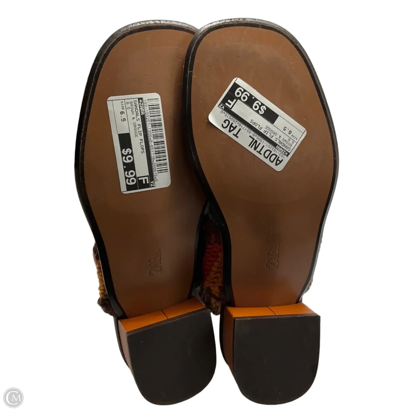 Sandals Flip Flops By Zara In Brown & Orange, Size: 6.5