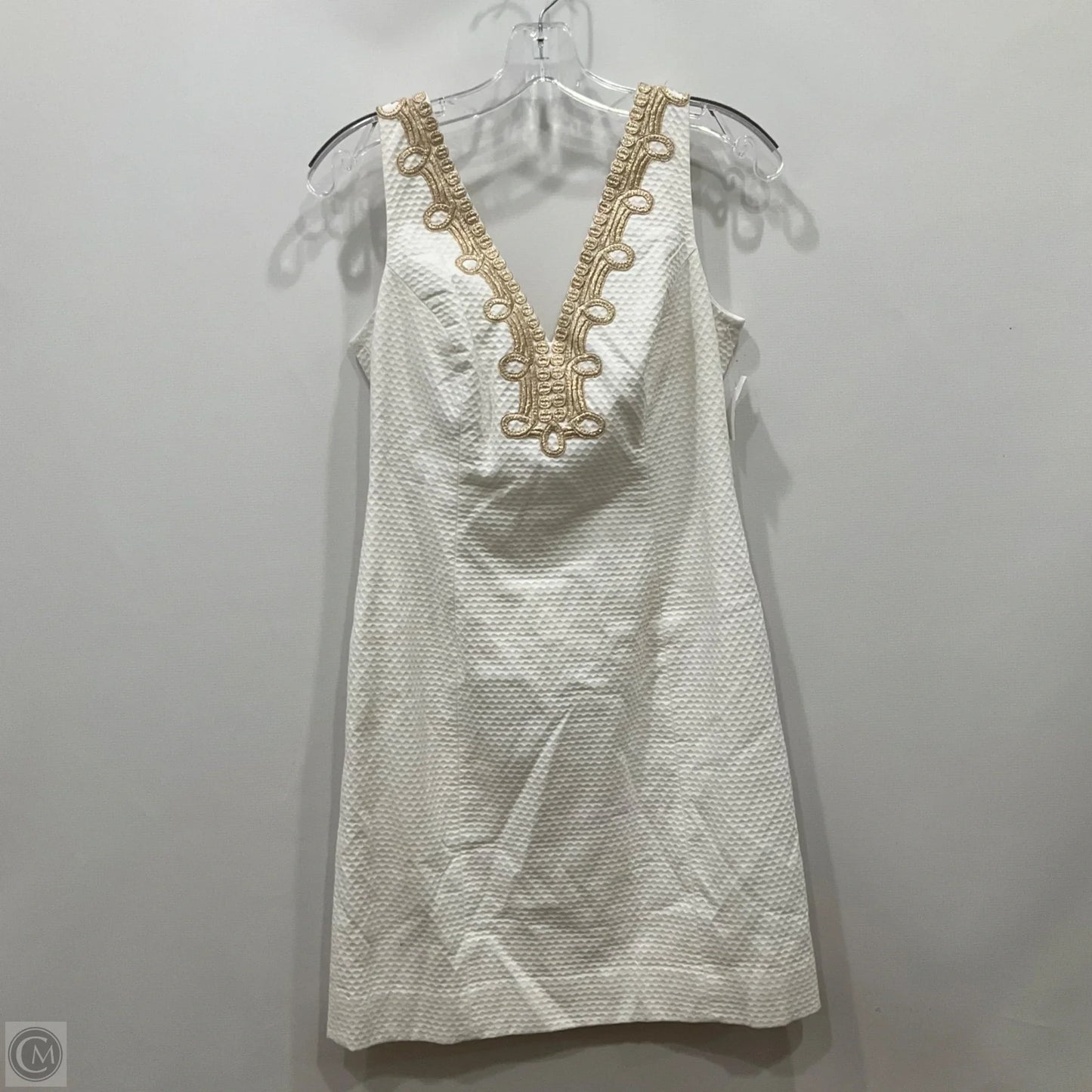 Dress Designer By Lilly Pulitzer In Gold & White, Size: 4