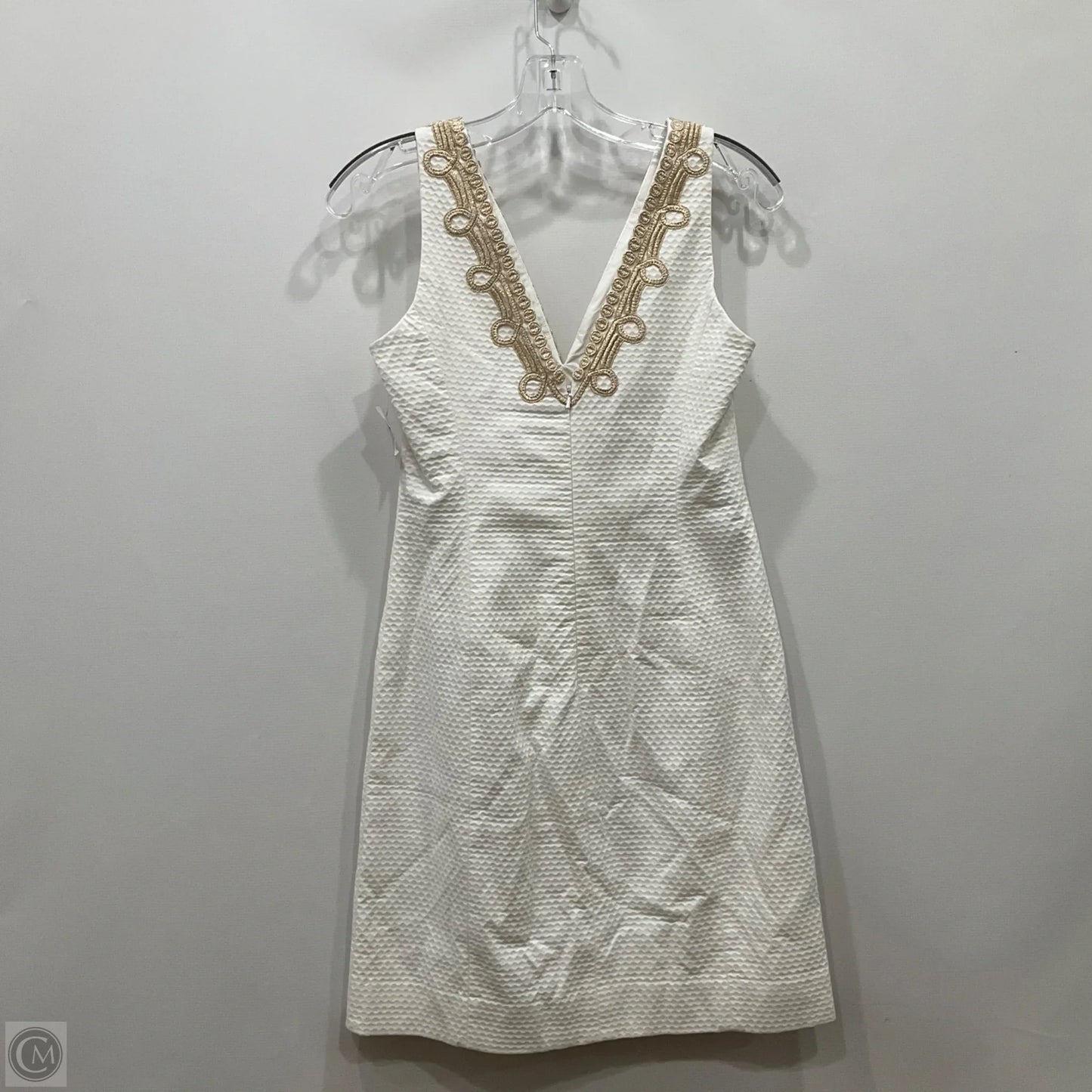Dress Designer By Lilly Pulitzer In Gold & White, Size: 4