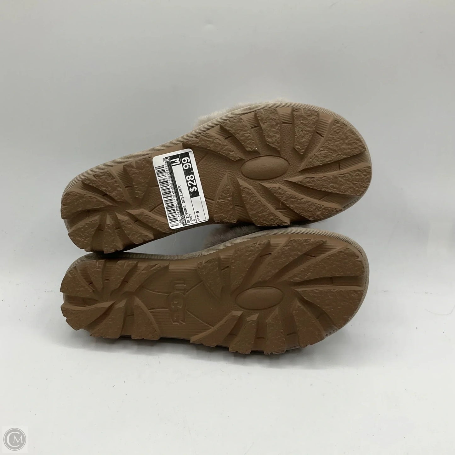 Slippers Designer By Ugg In Grey, Size: 6