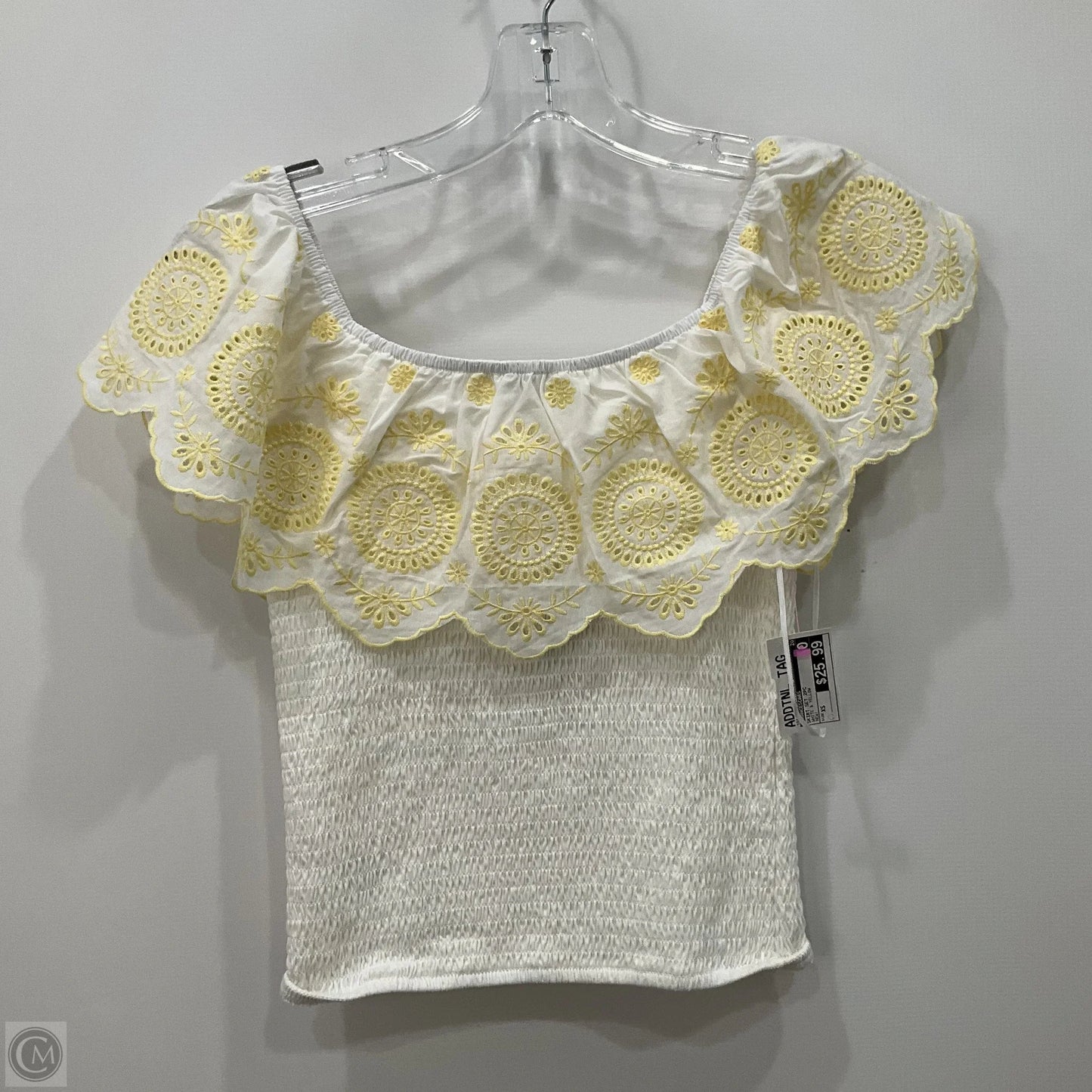 Skirt Set 2pc By Francesca's In White & Yellow, Size: Xs