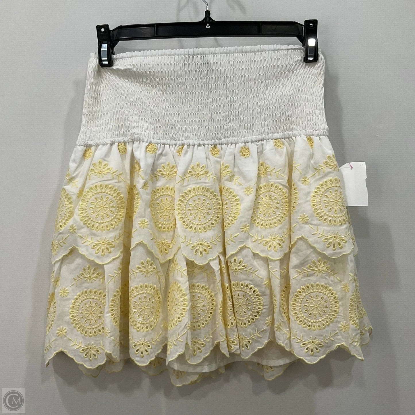Skirt Set 2pc By Francesca's In White & Yellow, Size: Xs