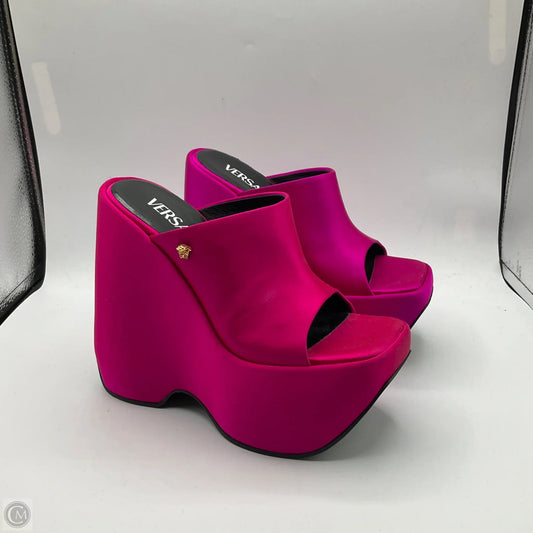 Sandals Heels Wedge By Versace In Pink, Size: 6