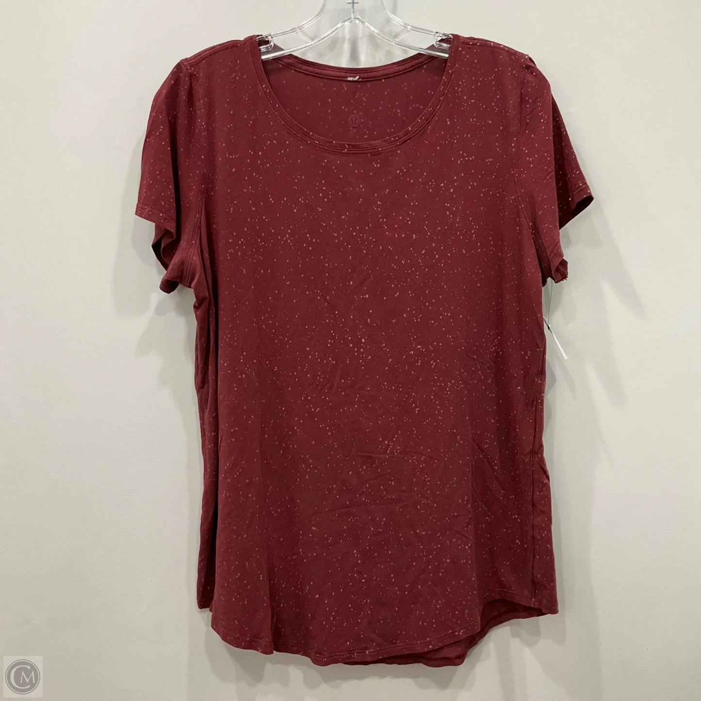 Athletic Top Short Sleeve By Lululemon In Maroon, Size: 12