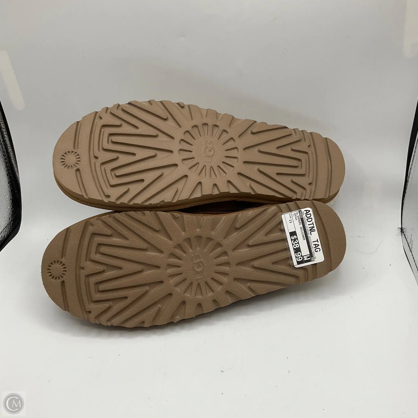 Slippers Designer By Ugg In Brown, Size: 11
