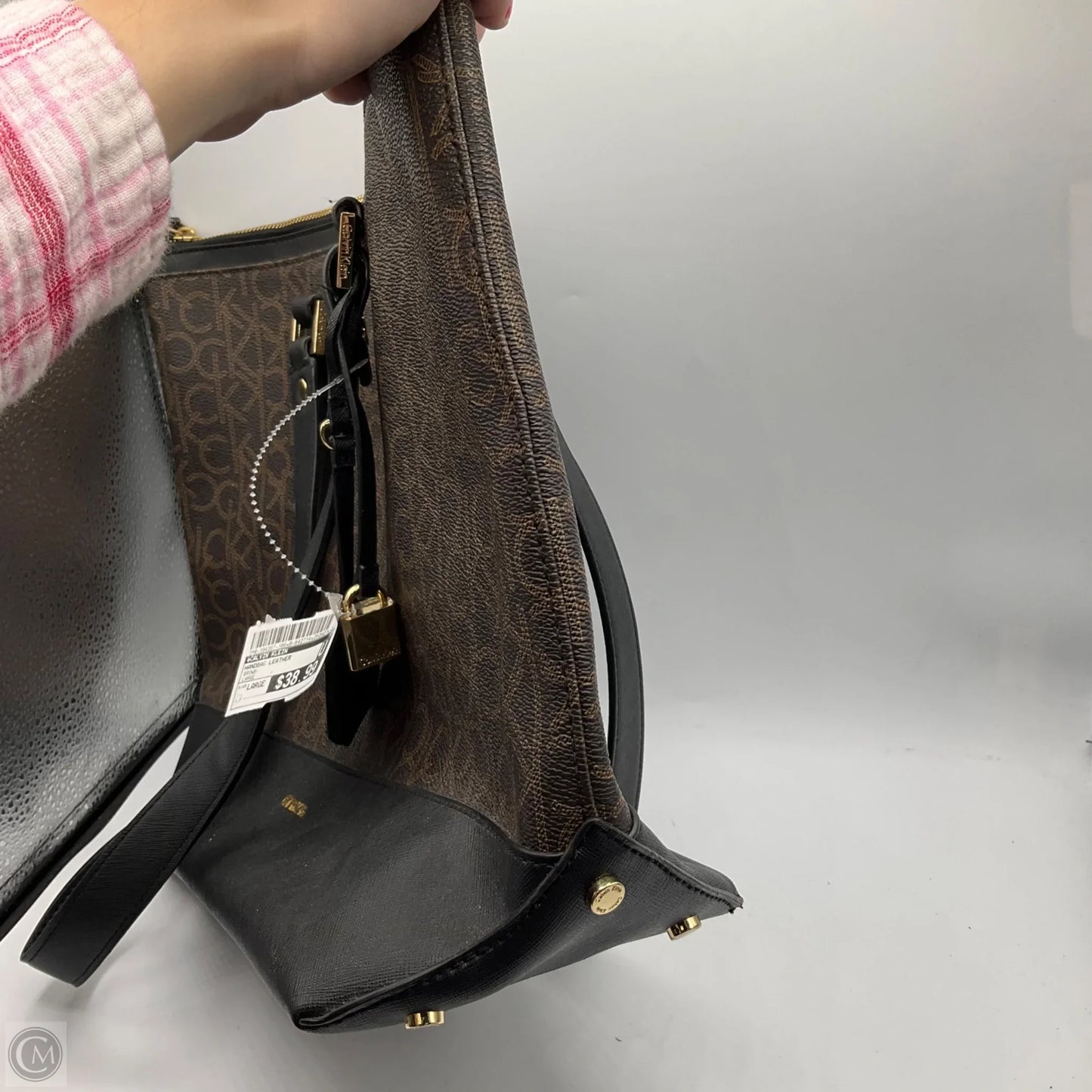 Handbag Leather By Calvin Klein, Size: Large