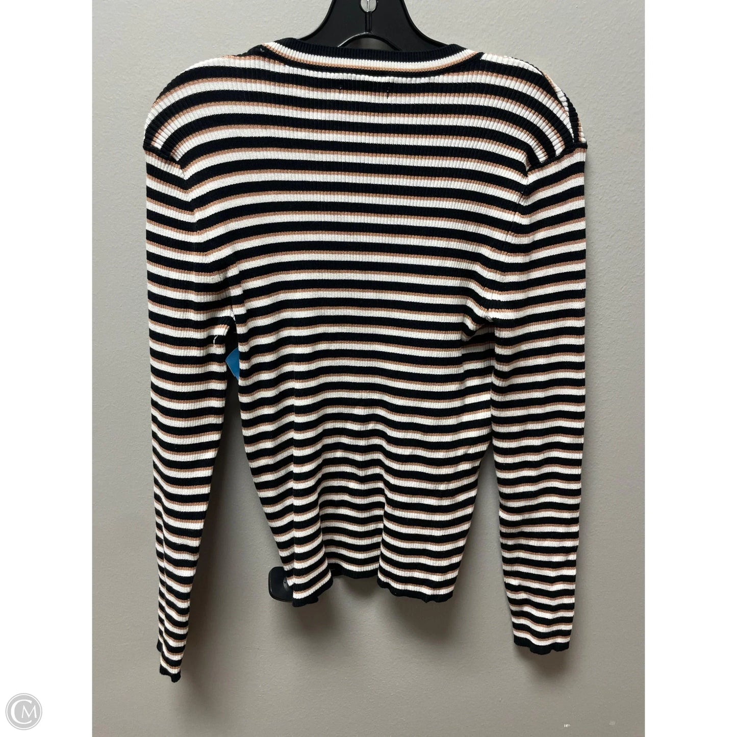 Top Long Sleeve By Nine West In Striped Pattern, Size: L