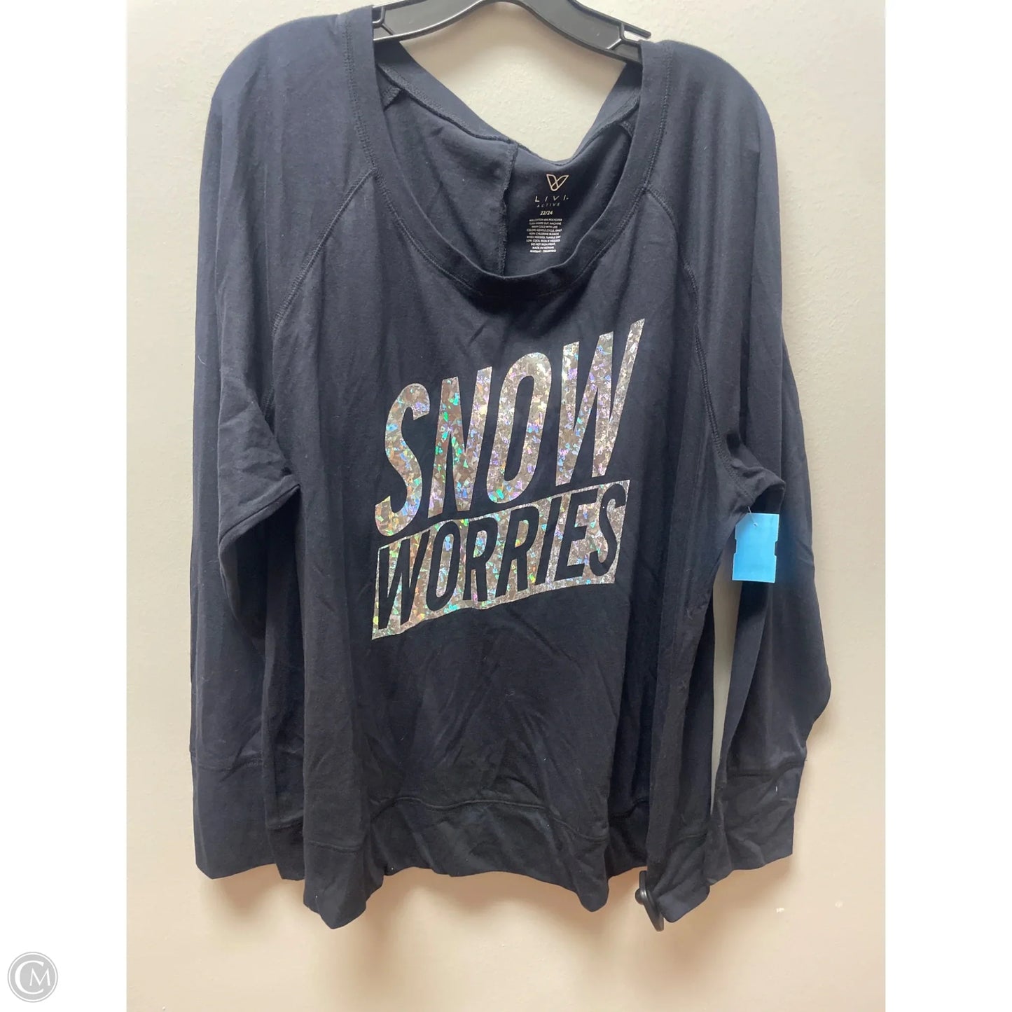 Athletic Top Long Sleeve Crewneck By Livi Active In Black, Size: 2x