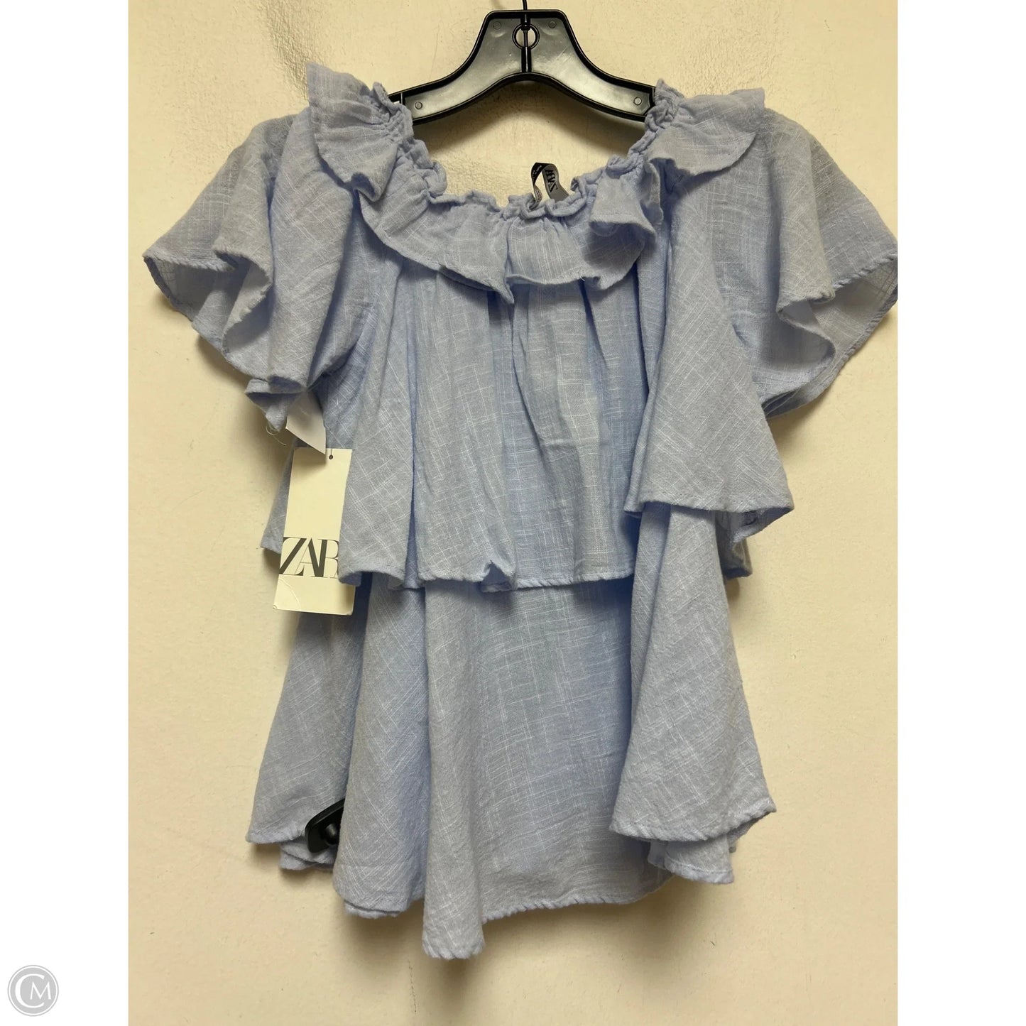 Top Short Sleeve By Zara In Blue, Size: S