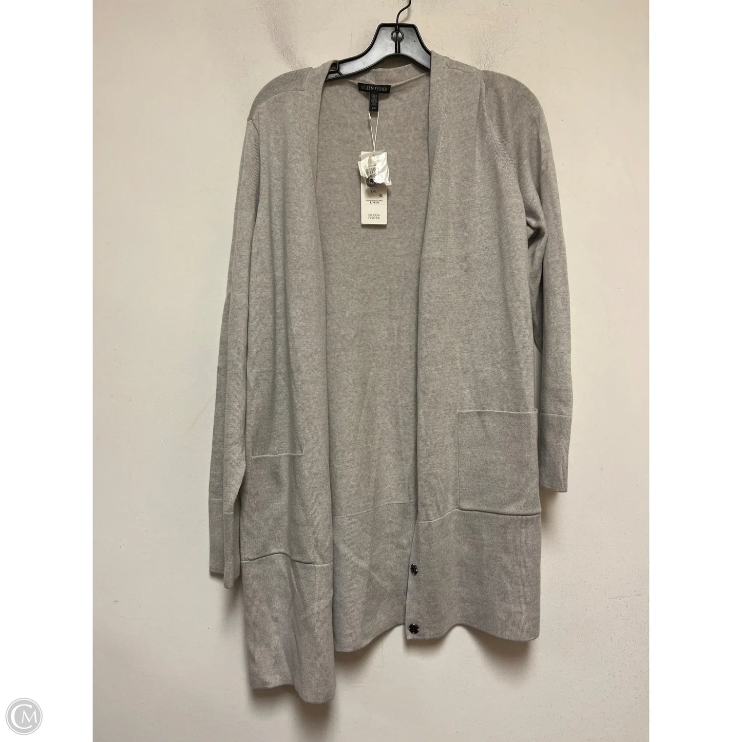 Sweater Cardigan By Eileen Fisher In Grey, Size: L