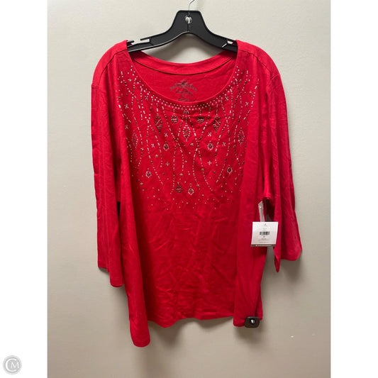 Top Long Sleeve Basic By Coral Bay In Red, Size: 3x