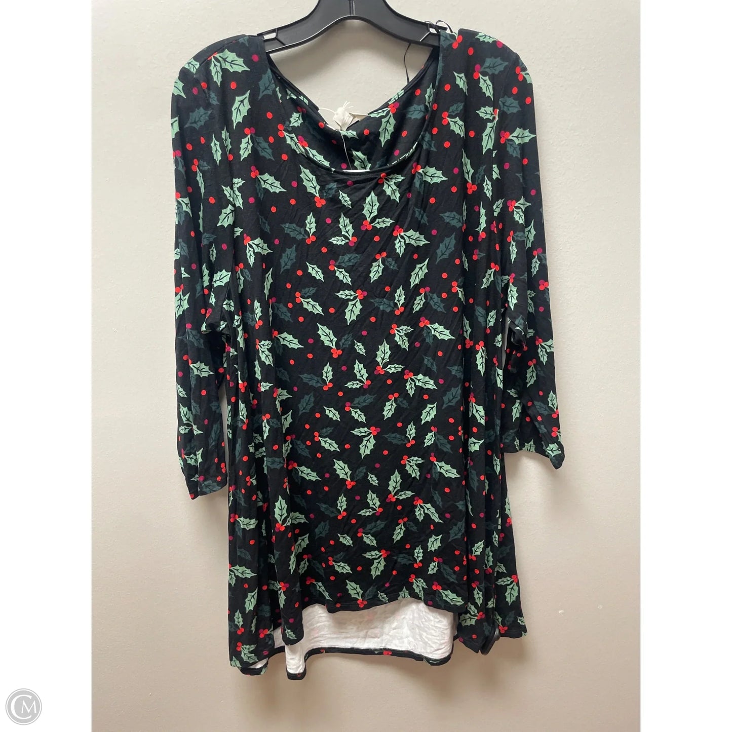 Top Long Sleeve Basic By Clothes Mentor In Black & Green, Size: 3x