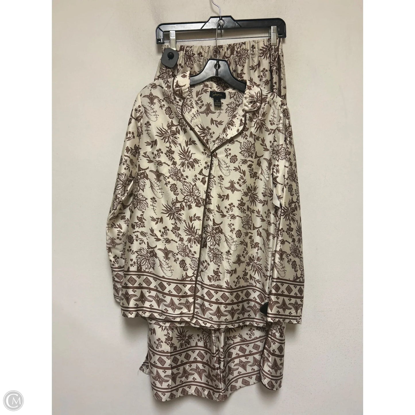 Pajamas 2pc By Japna In Brown & White, Size: S