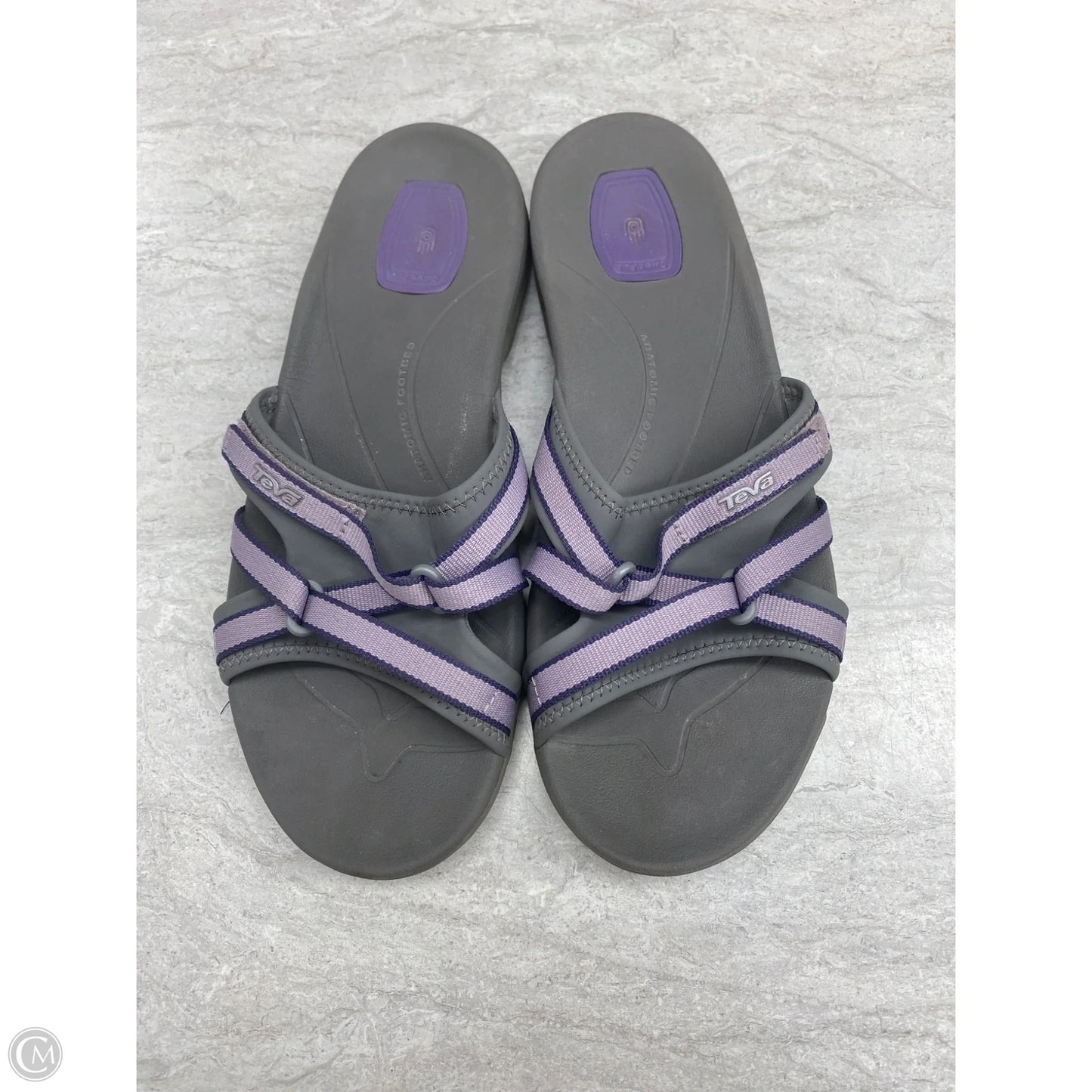 Sandals Flats By Teva In Grey & Purple, Size: 10