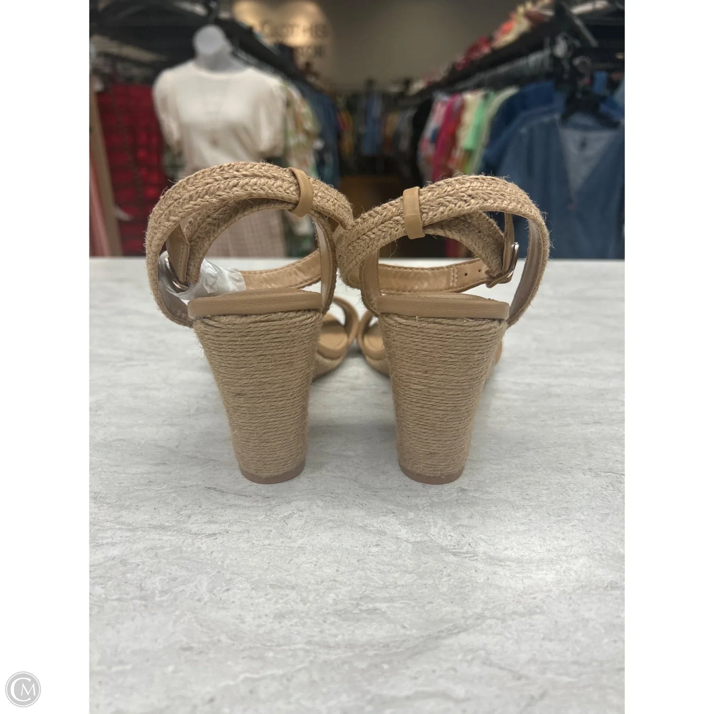 Sandals Heels Wedge By Abercrombie And Fitch In Tan, Size: 8