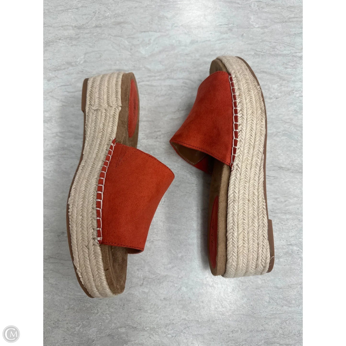 Sandals Heels Wedge By Style And Company In Brown & Orange, Size: 8