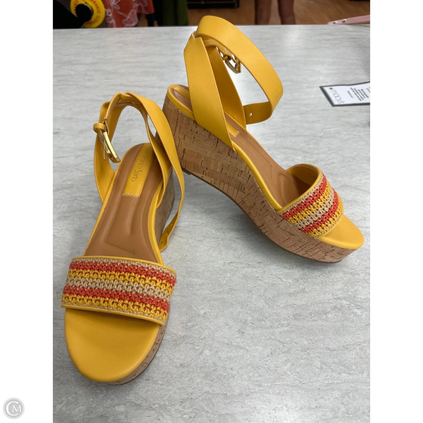 Sandals Heels Wedge By Franco Sarto In Yellow, Size: 8