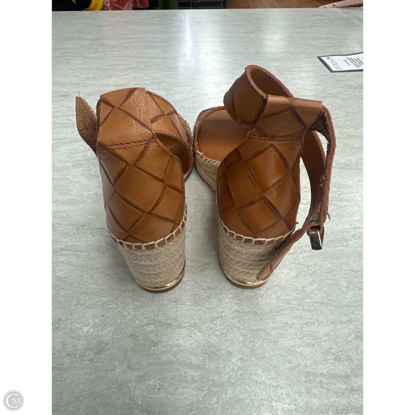 Sandals Heels Wedge By Franco Sarto In Tan, Size: 8