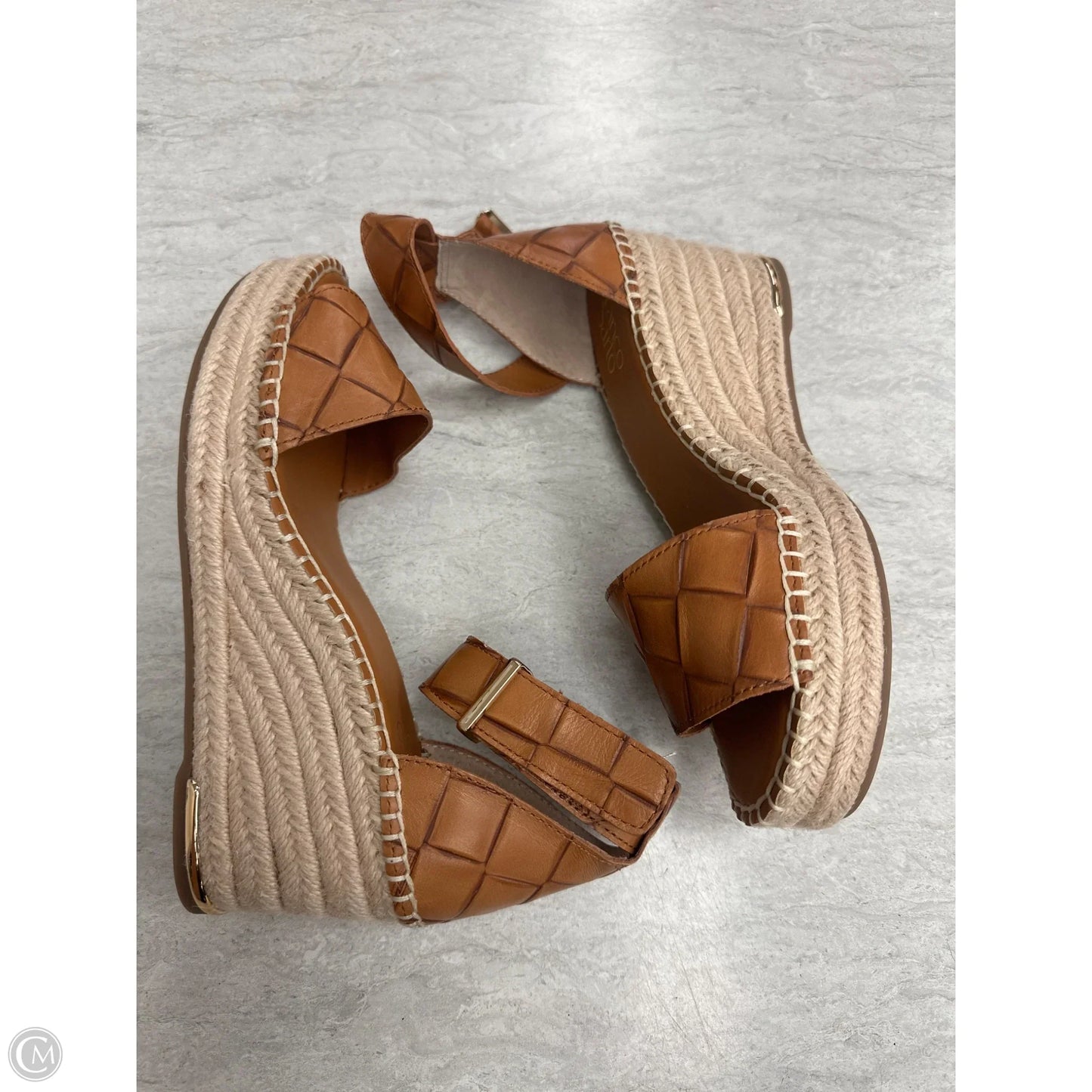 Sandals Heels Wedge By Franco Sarto In Tan, Size: 8