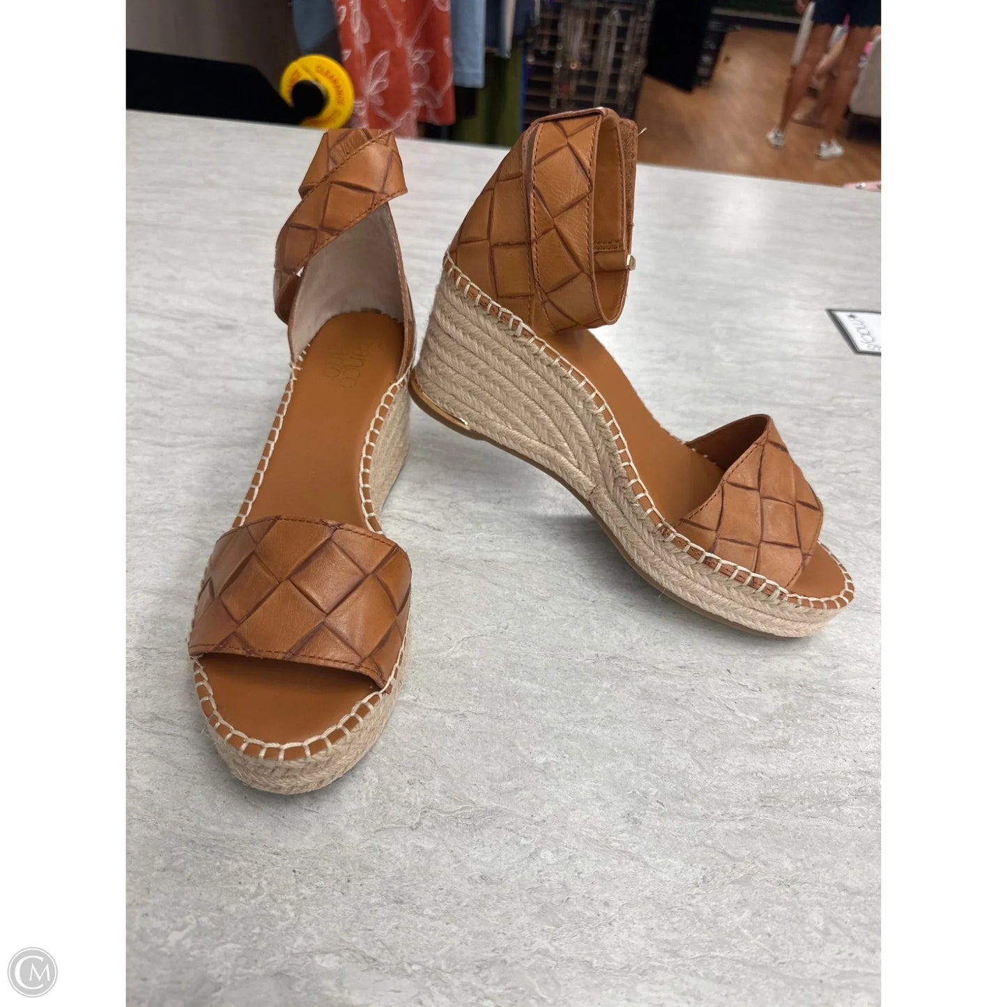 Sandals Heels Wedge By Franco Sarto In Tan, Size: 8