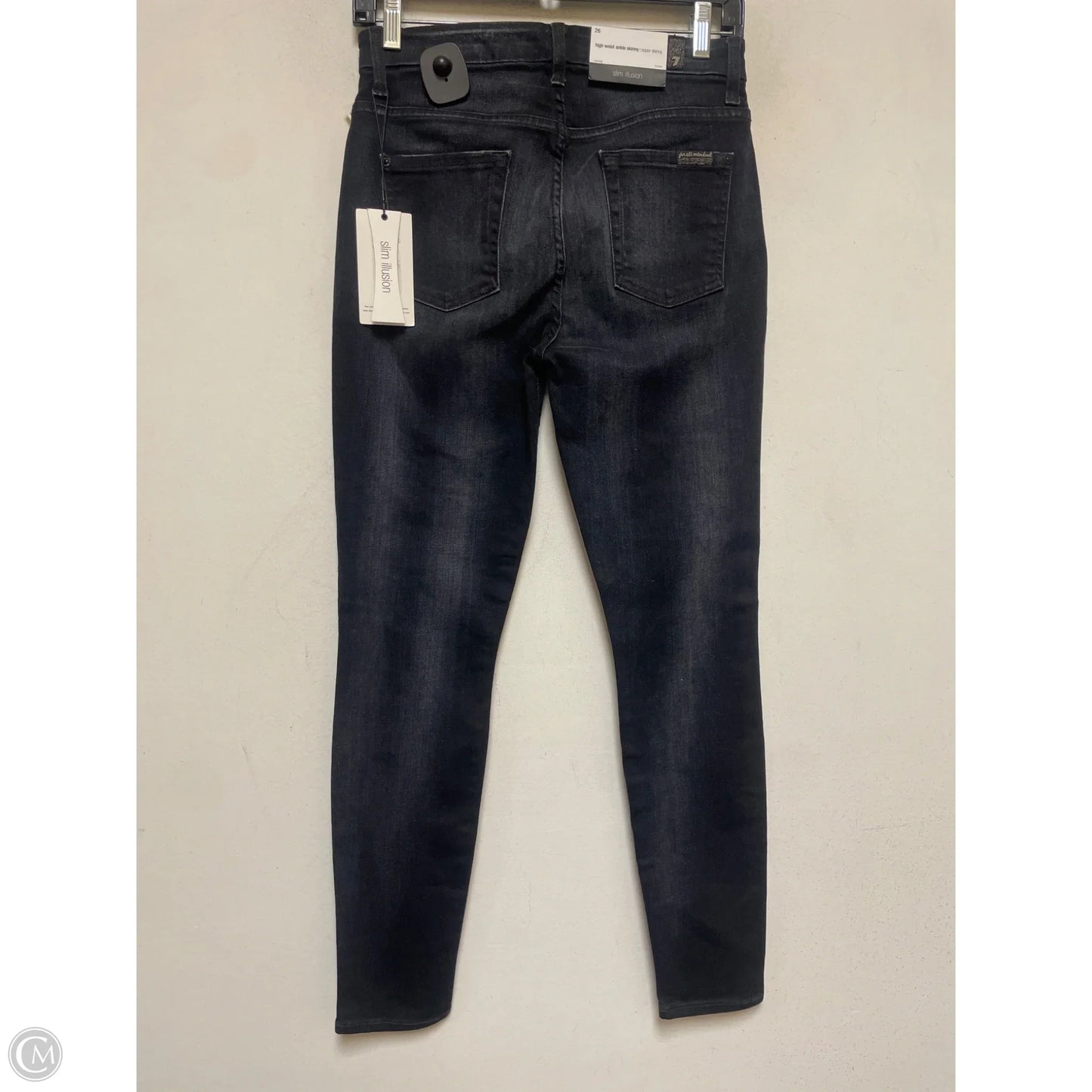 Jeans Skinny By 7 For All Mankind In Black Denim, Size: 4