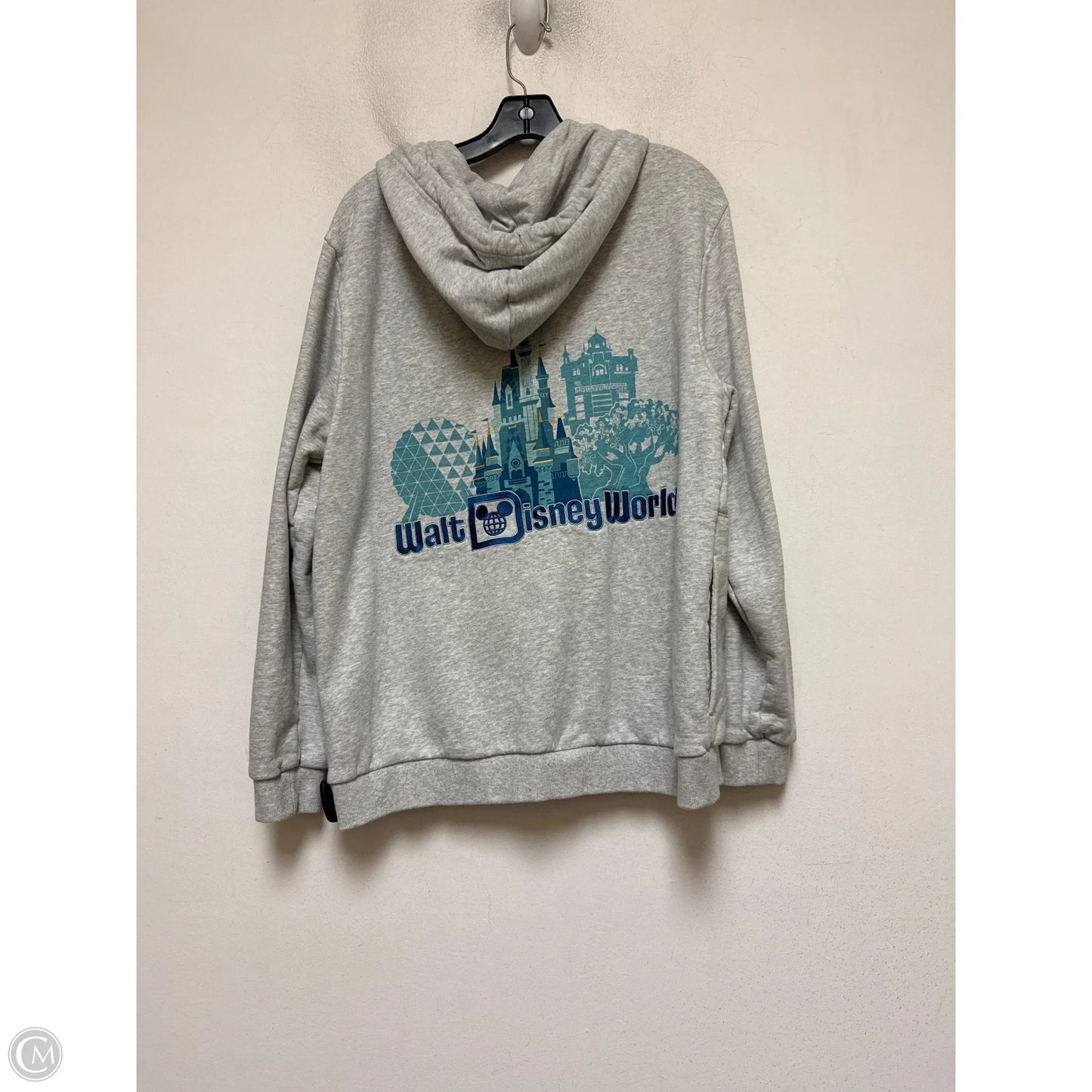 Sweatshirt Hoodie By Disney In Grey, Size: L