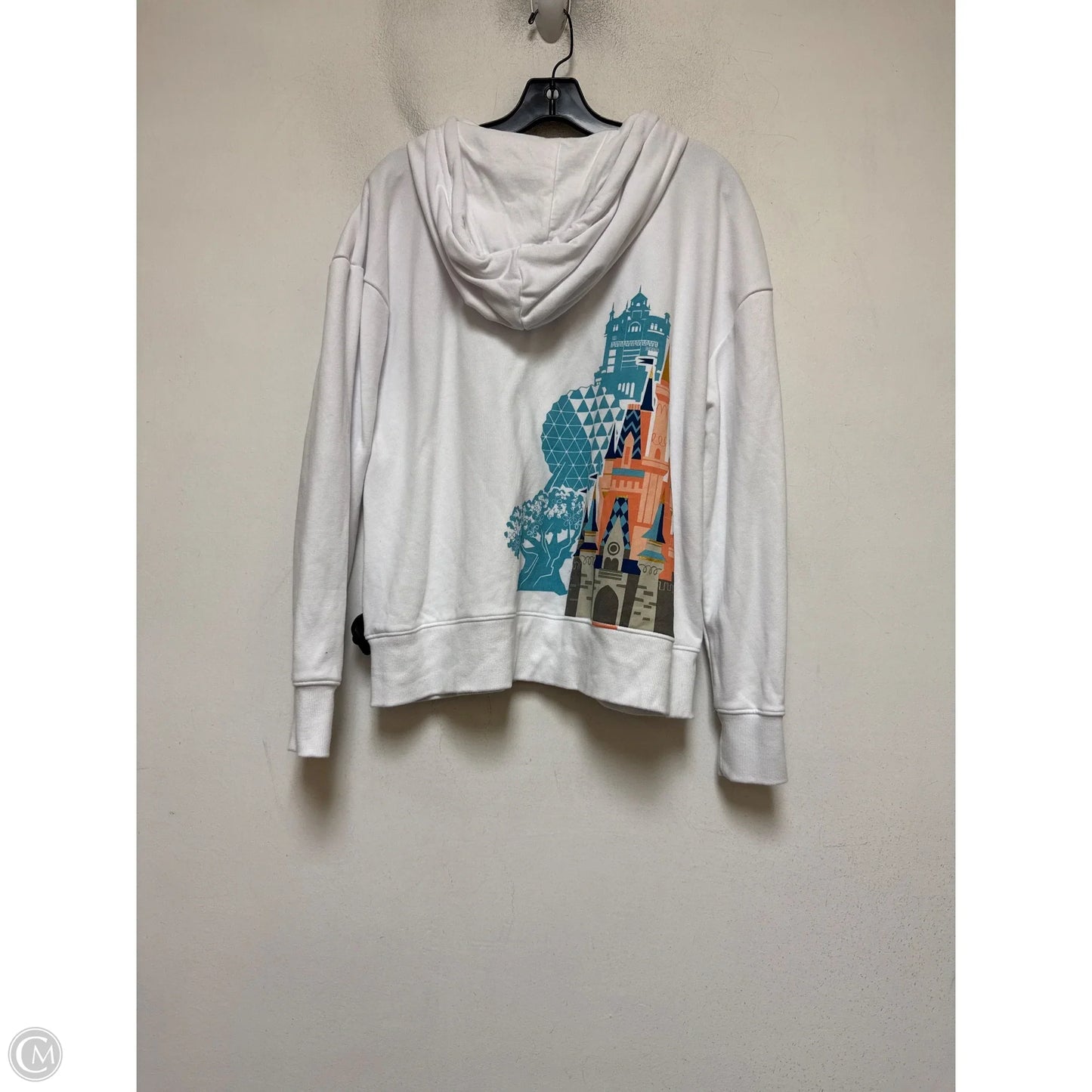 Sweatshirt Hoodie By Disney In White, Size: L