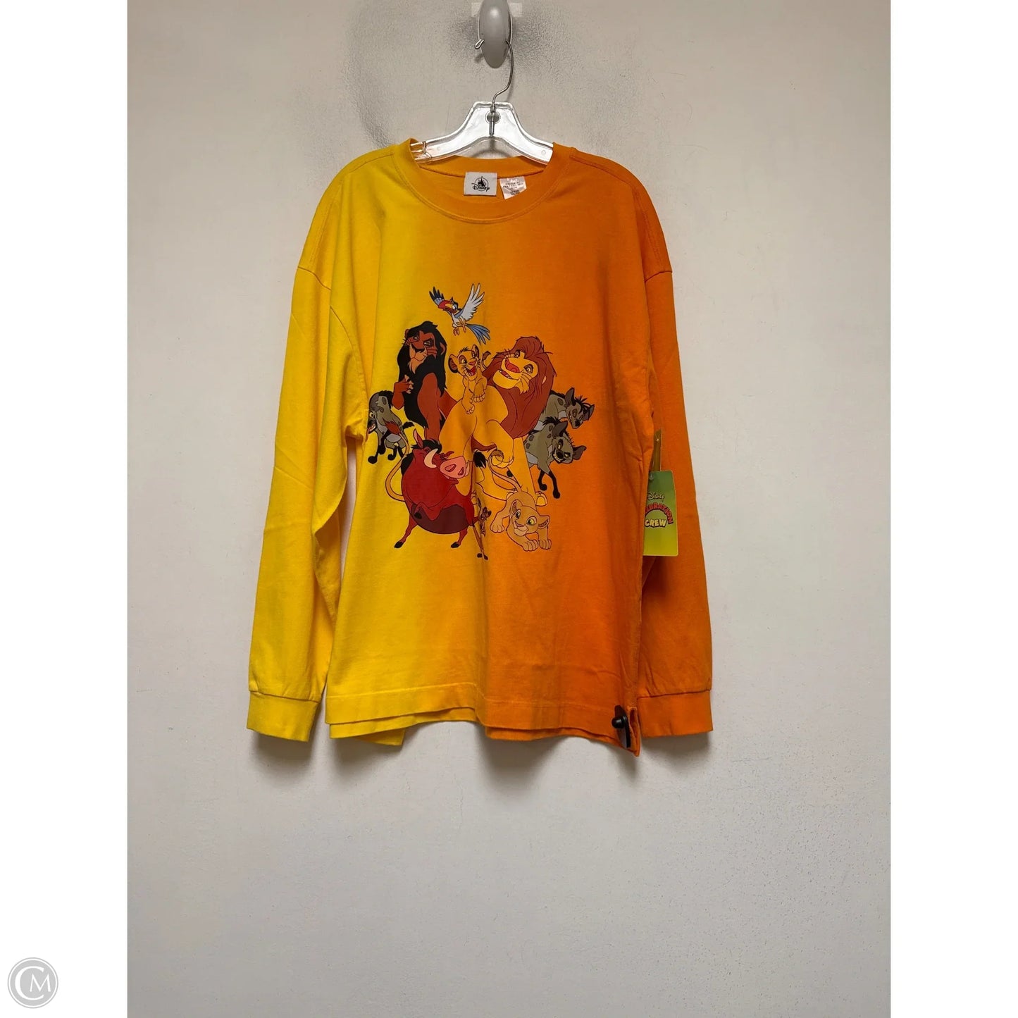 Top Long Sleeve By Disney In Orange & Yellow, Size: L