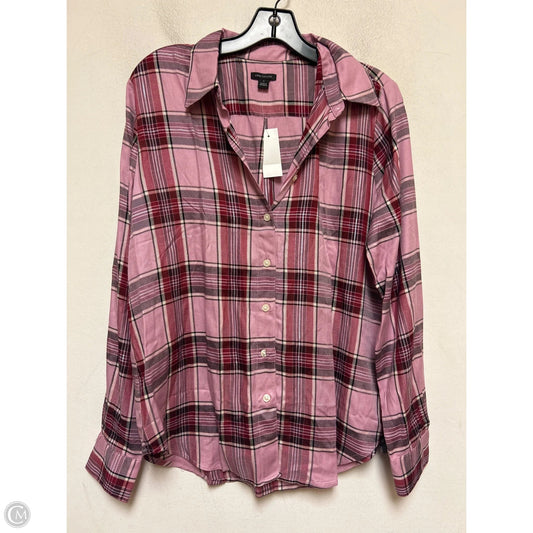 Top Long Sleeve By Ann Taylor In Plaid Pattern, Size: S