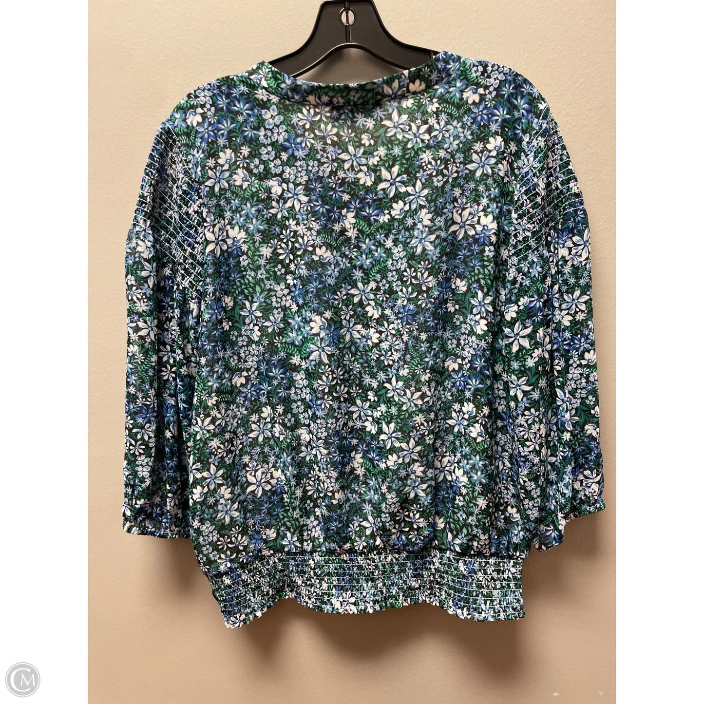 Top Long Sleeve Designer By Karl Lagerfeld In Floral Print, Size: L