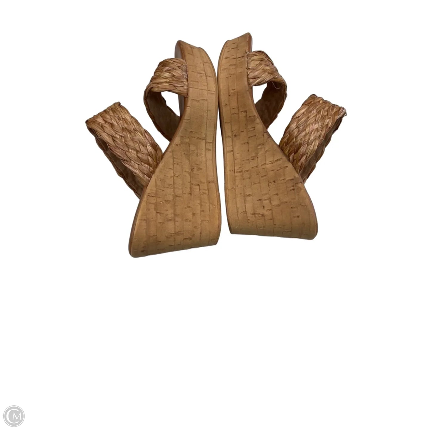Sandals Heels Wedge By Italian Shoemakers In Tan, Size: 10