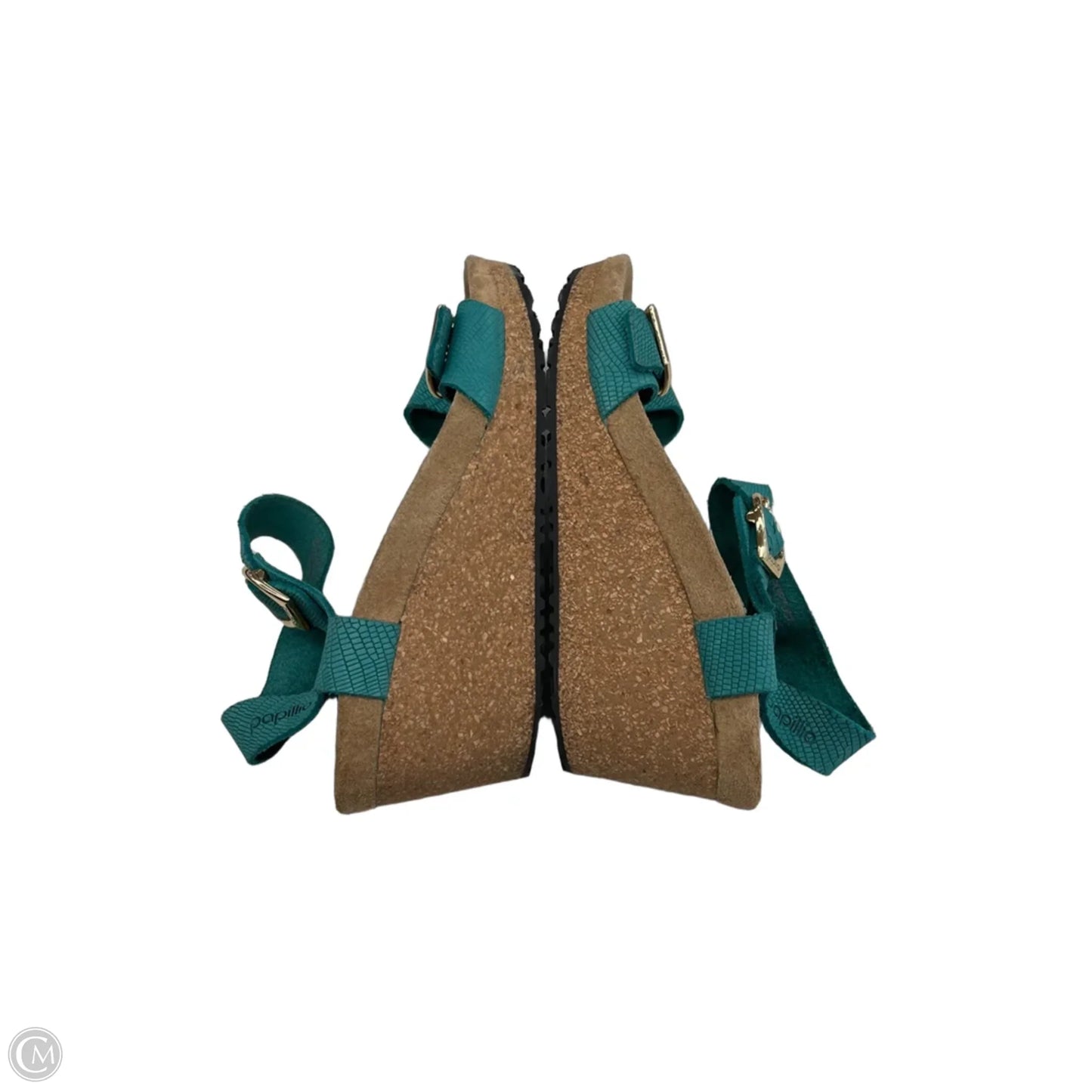 Sandals Heels Wedge By Birkenstock In Blue & Tan, Size: 6