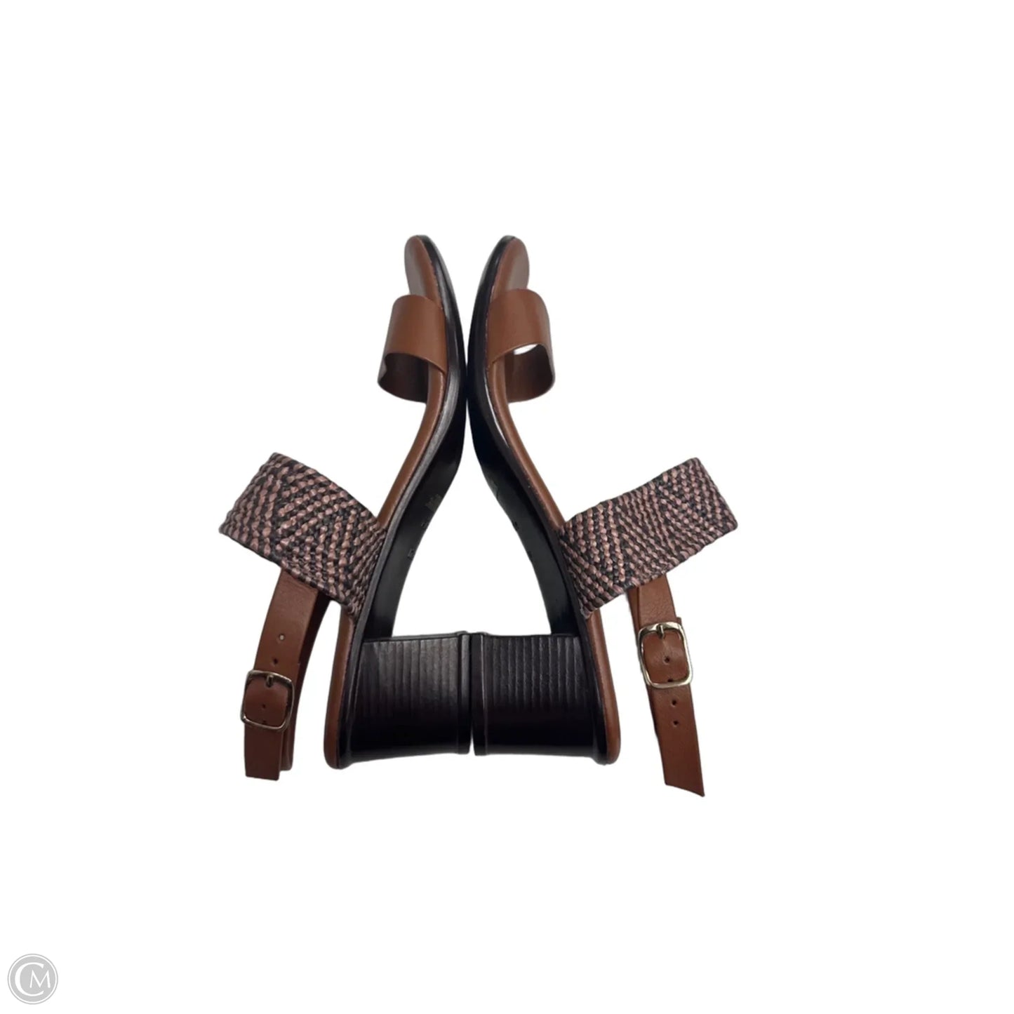 Sandals Heels Block By Italian Shoemakers In Brown, Size: 7