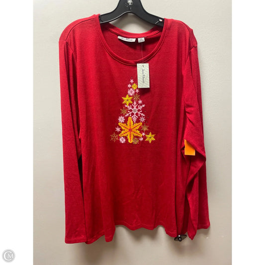 Top Long Sleeve By Jason Maxwell In Red, Size: 3x