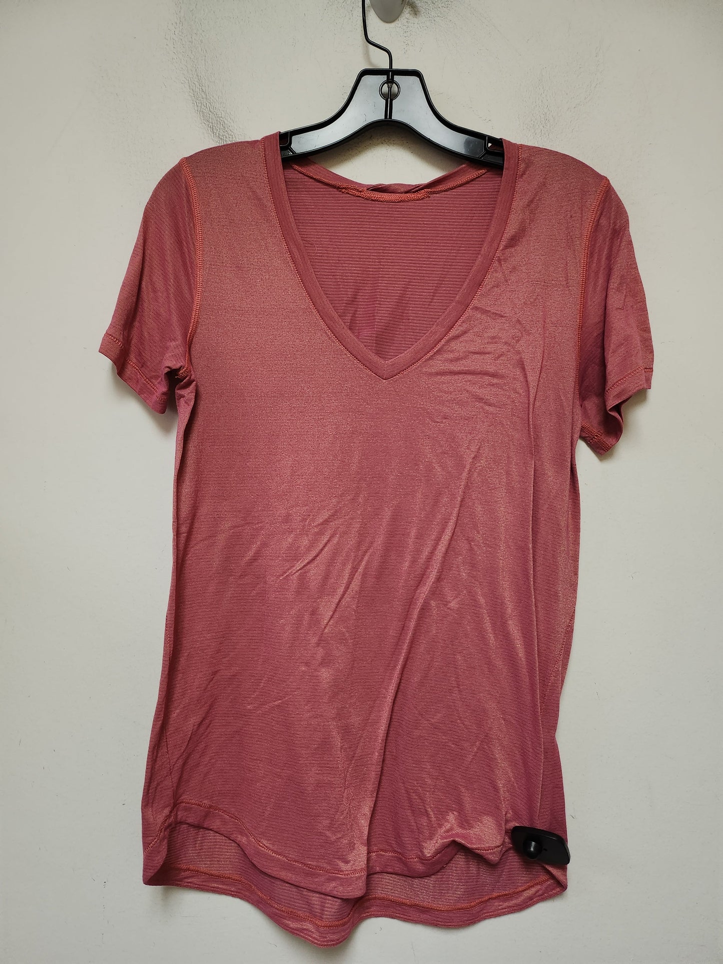 Athletic Top Short Sleeve By Lululemon In Pink, Size: M