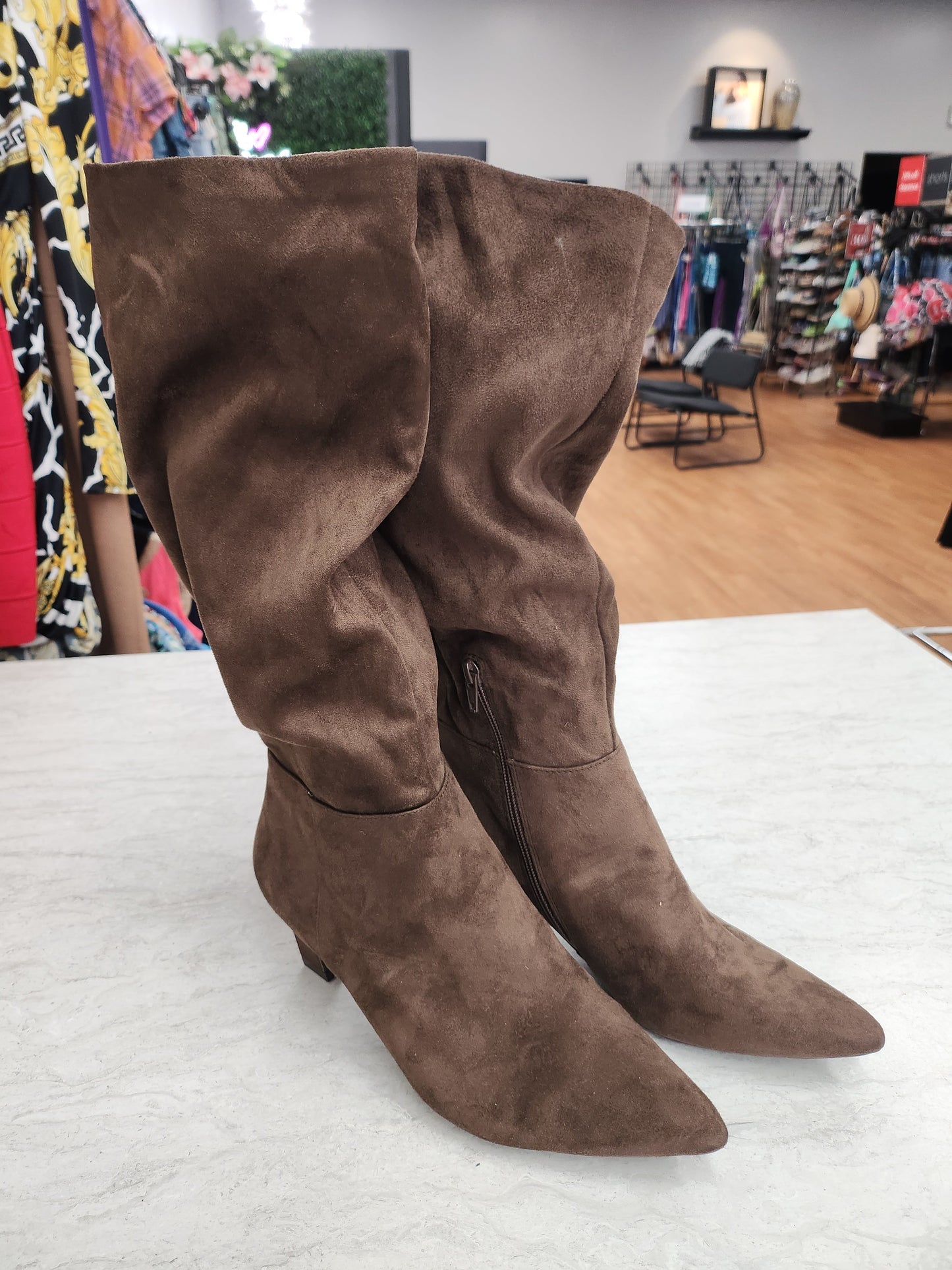 Boots Mid-calf Heels By A New Day In Brown, Size: 9.5