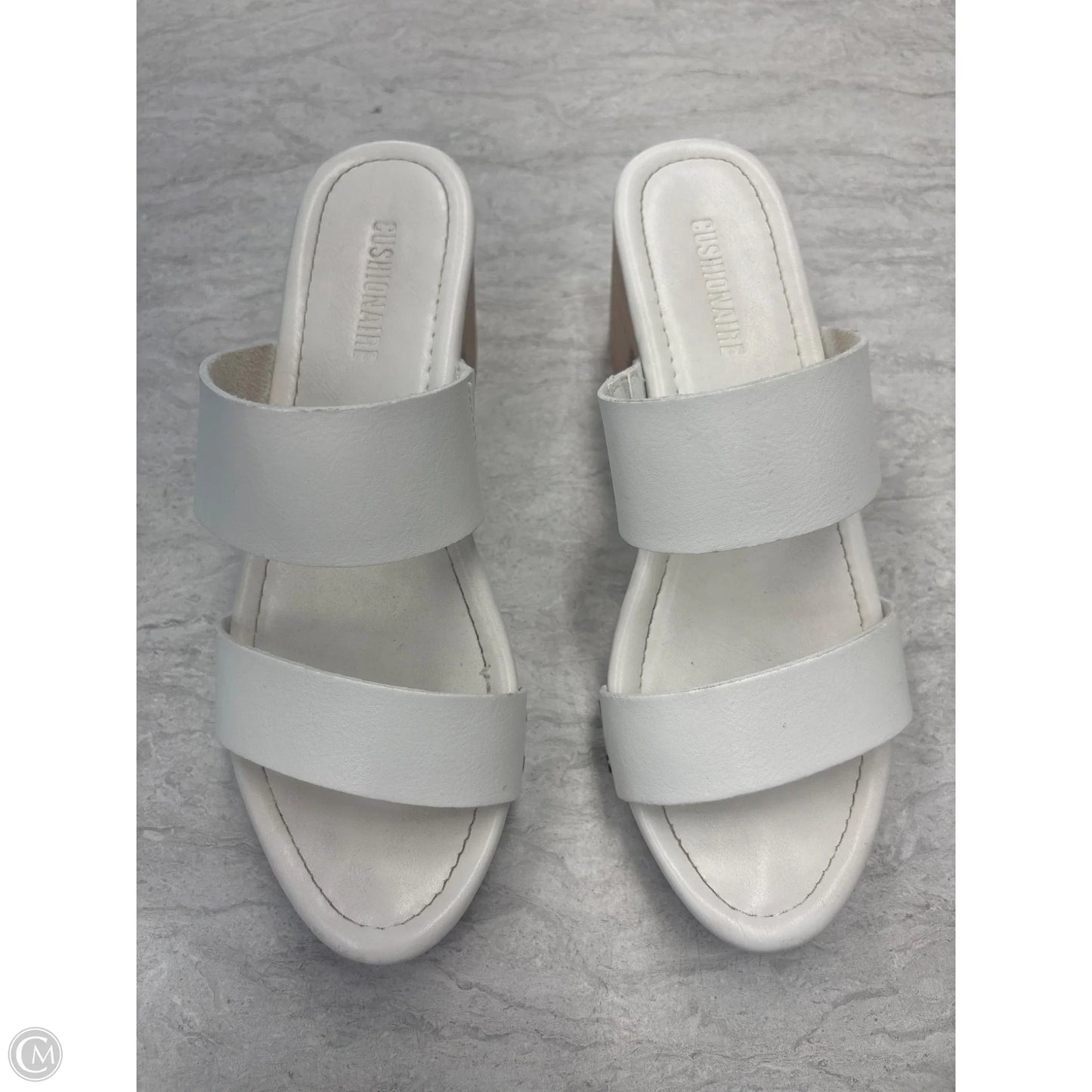Sandals Heels Block By Cushionaire In White, Size: 8