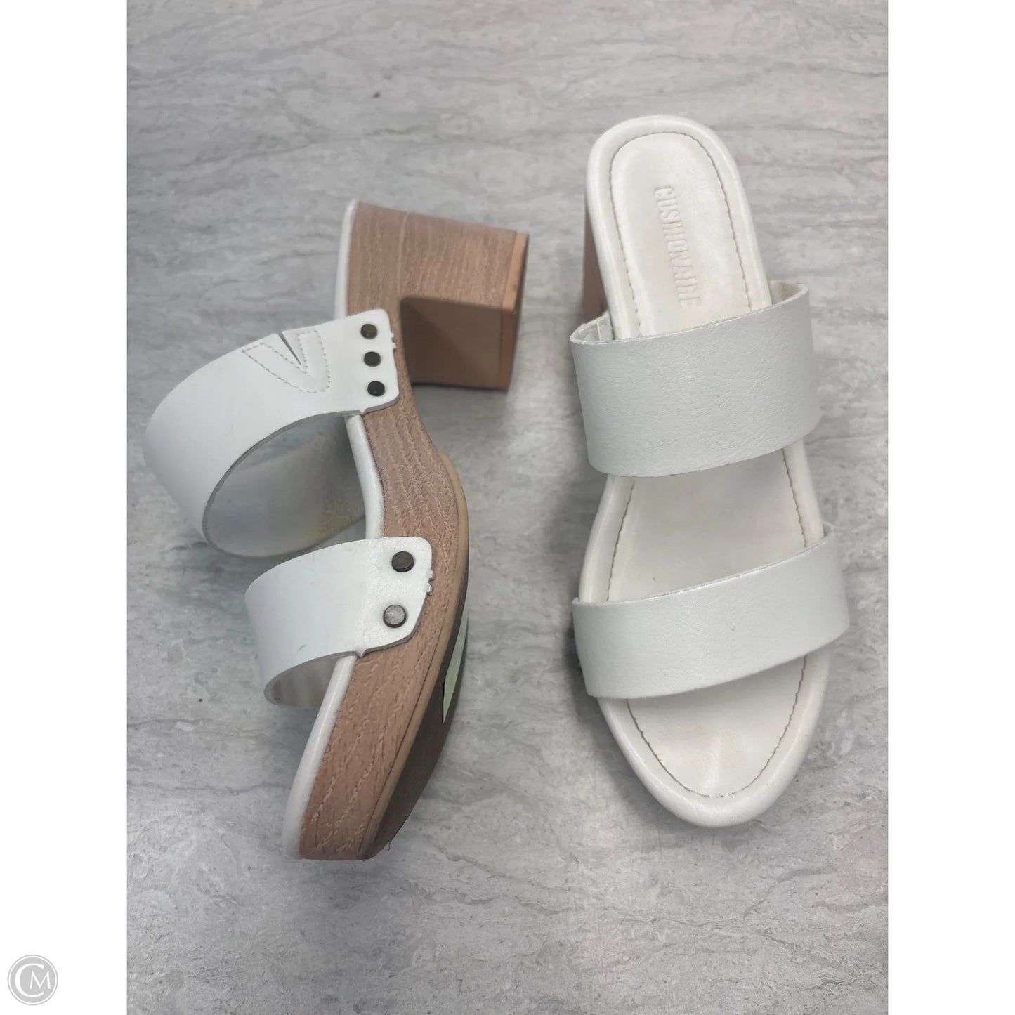 Sandals Heels Block By Cushionaire In White, Size: 8