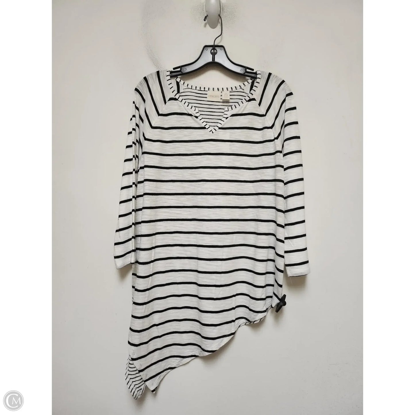 Top Short Sleeve By Chicos In Striped Pattern, Size: L