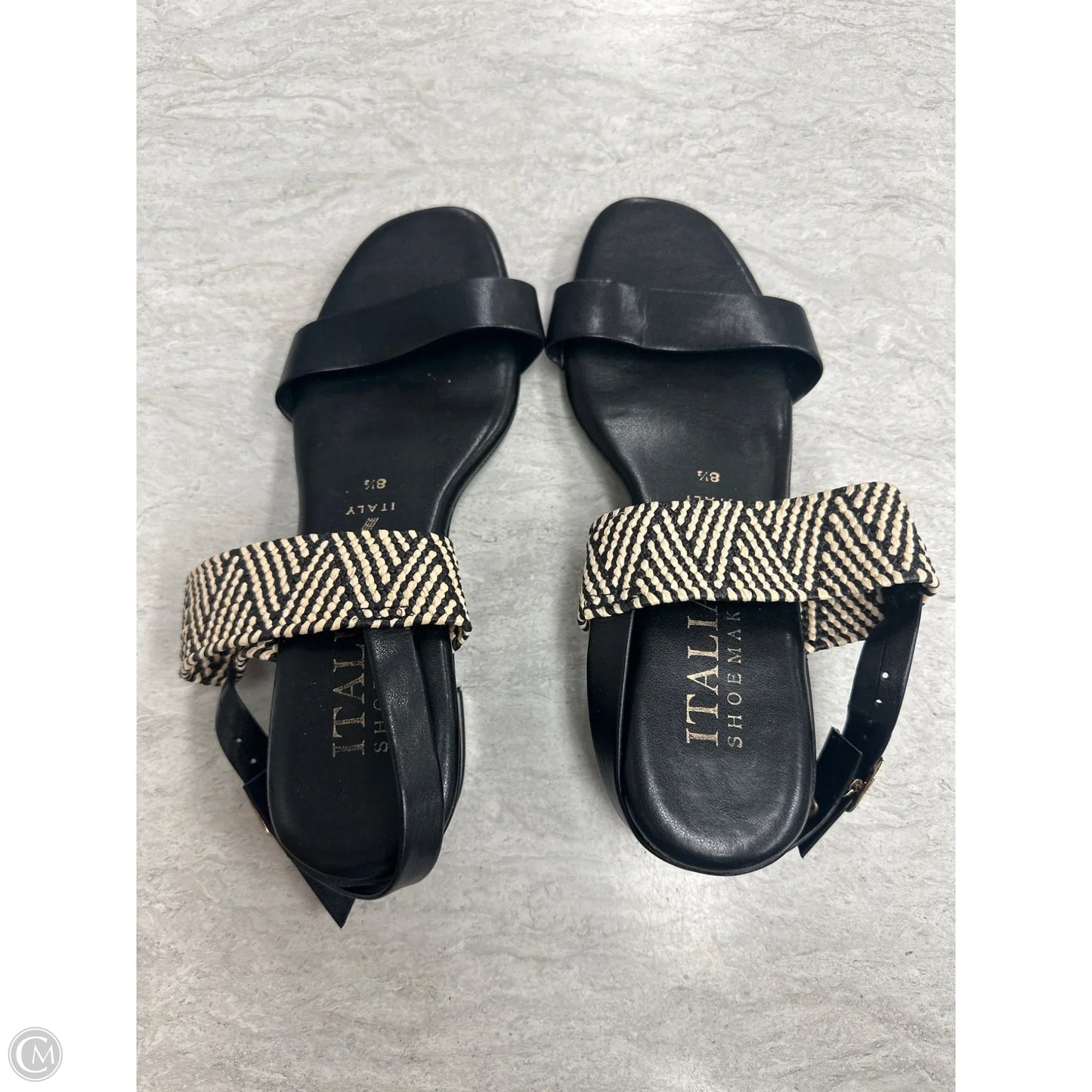 Sandals Heels Block By Italian Shoemakers In Black & Tan, Size: 8.5