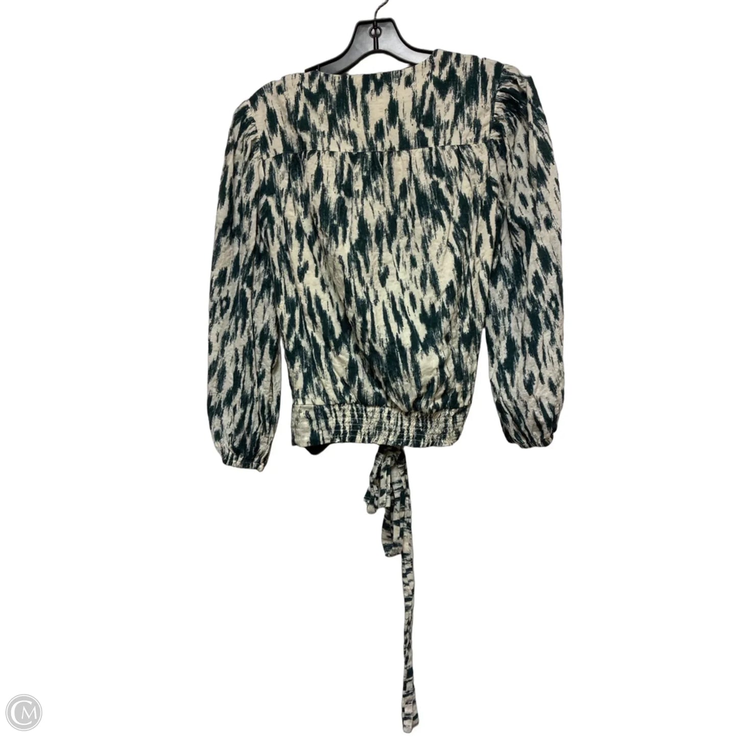 Top Long Sleeve By Evereve In Cream & Green, Size: L